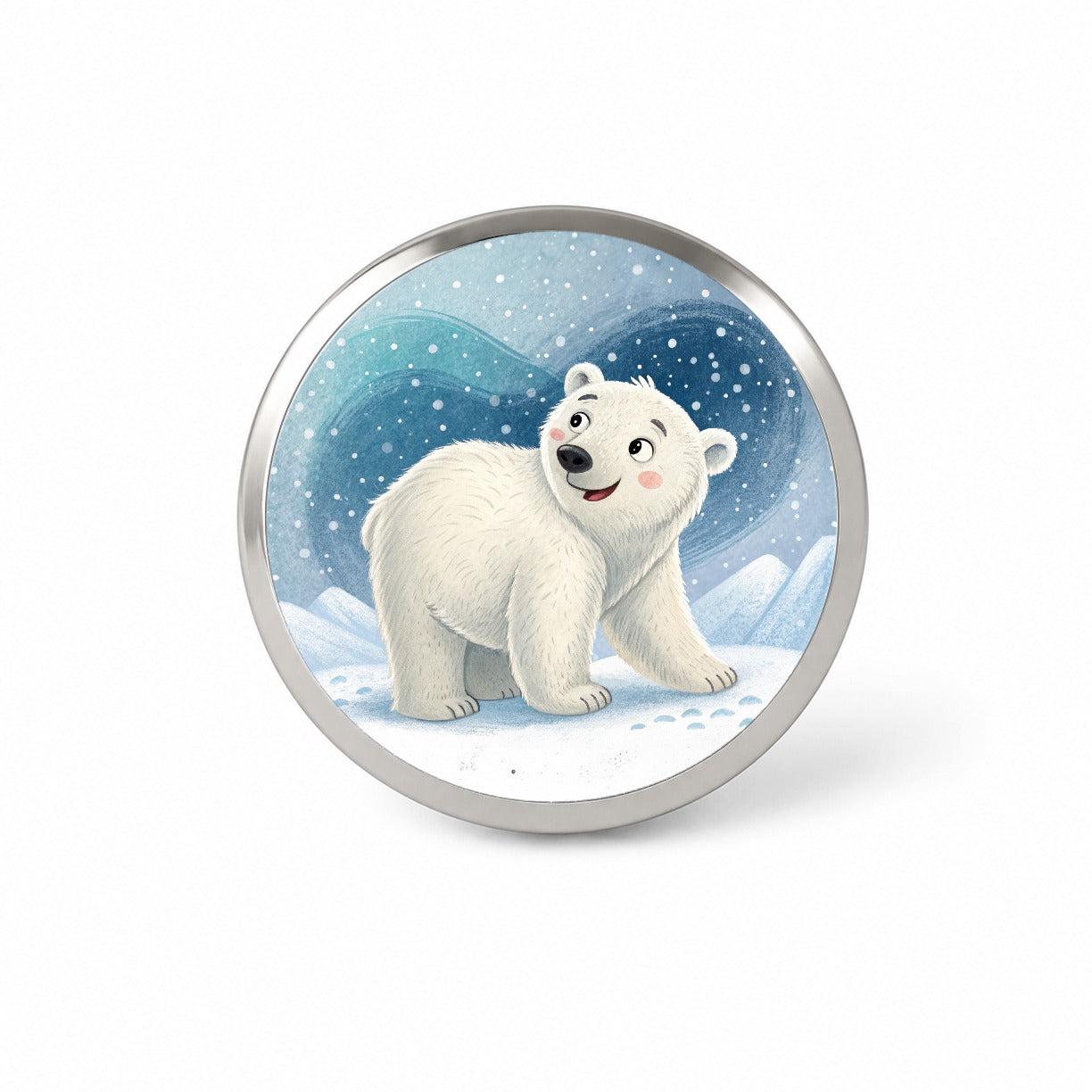Polar Bear Children's Illustration Style Novelty Hat Backpack Lapel Pin