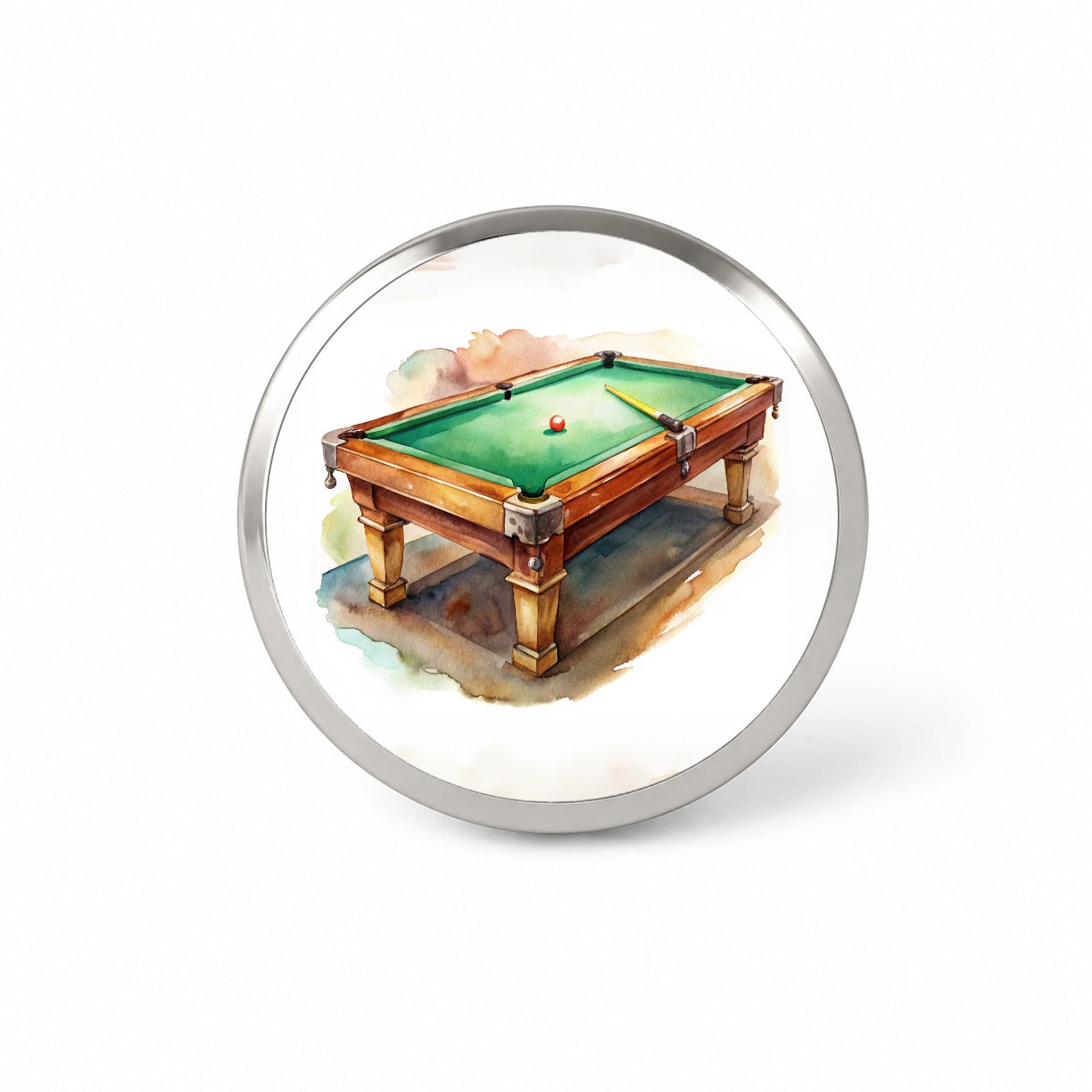 Pool Billiards Table Watercolor Novelty Hat Backpack Lapel Pin
