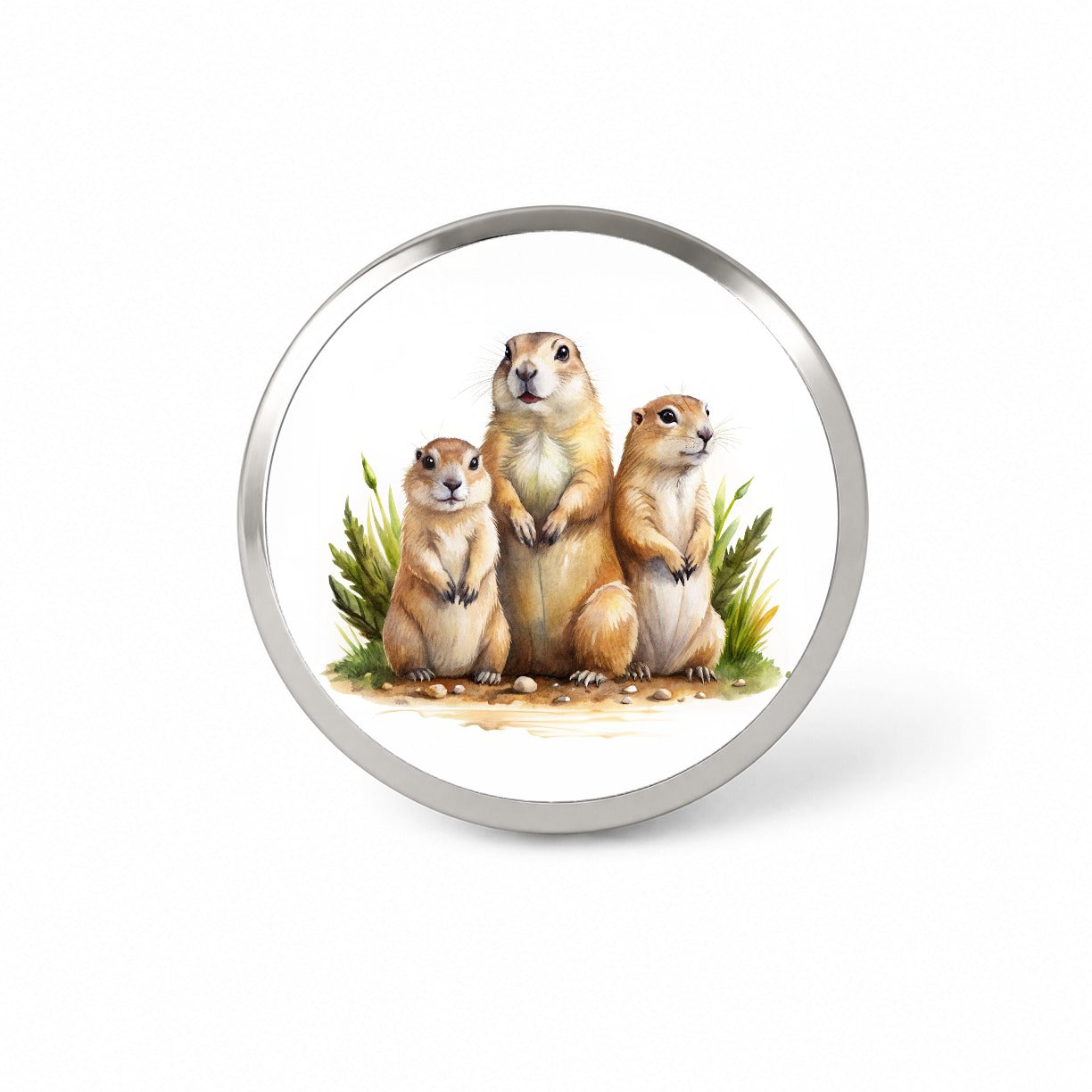 Prairie Dog Family Watercolor Novelty Hat Backpack Lapel Pin