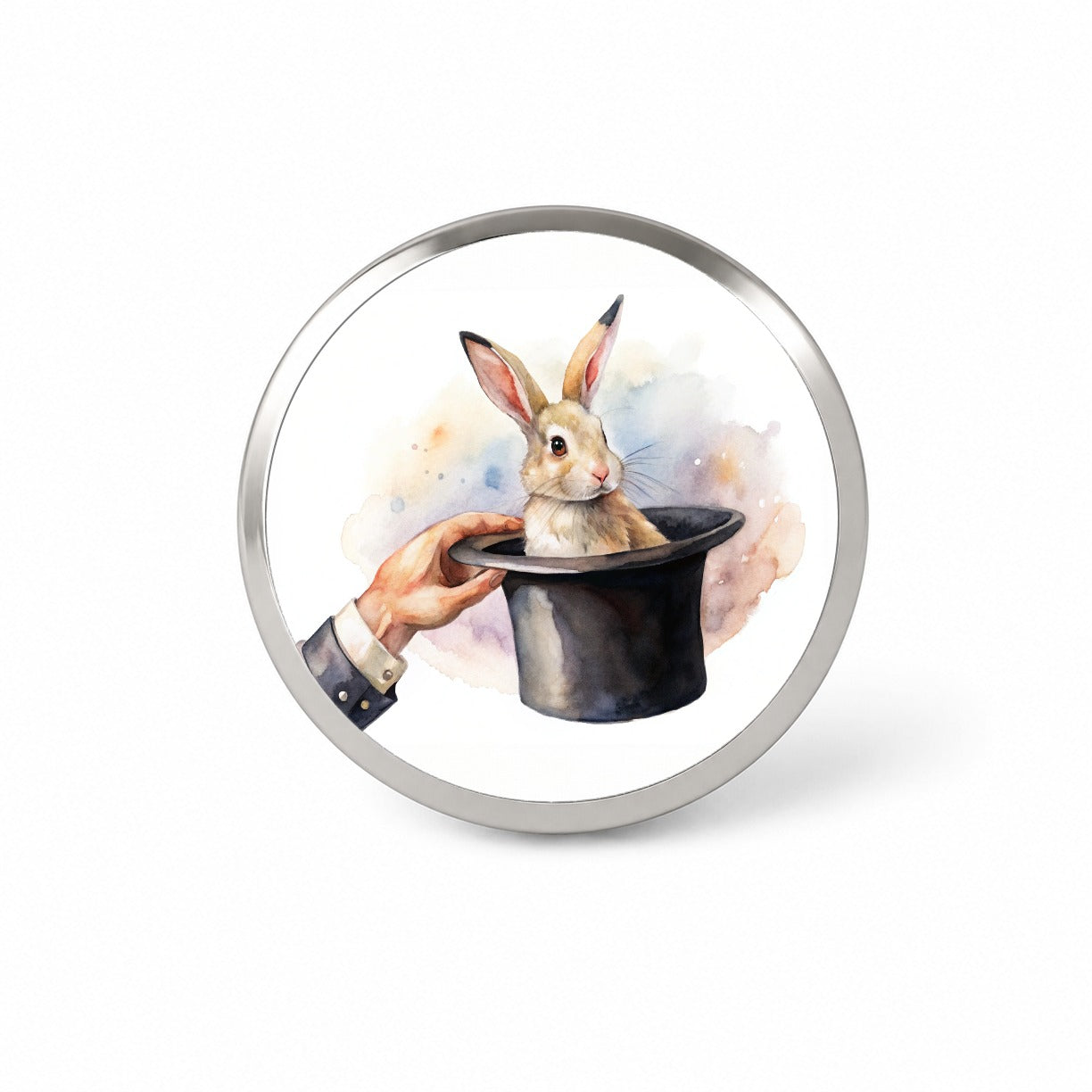 Rabbit Being Pulled Out Of A Magician's Hat Novelty Hat Backpack Lapel Pin