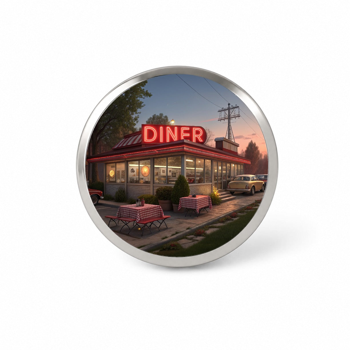 Retro Classic Roadside Dinner With Neon Sign Novelty Hat Backpack Lapel Pin