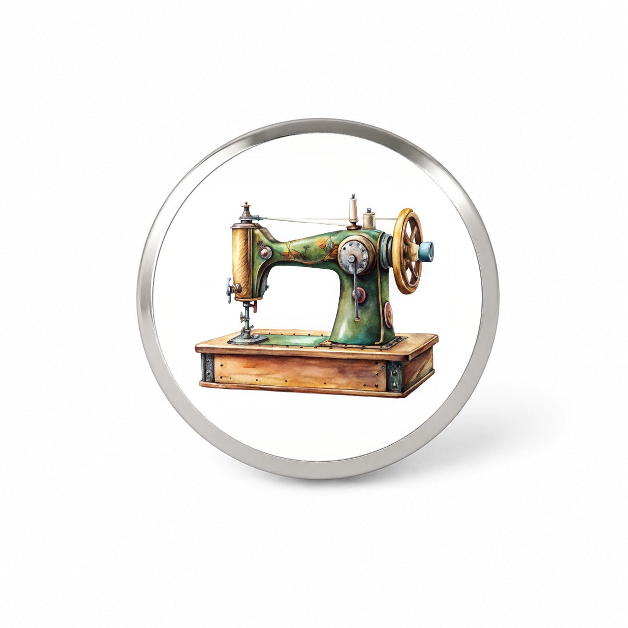 Retro Classic Sewing Machine Watercolor Novelty Hat Backpack Lapel Pin
