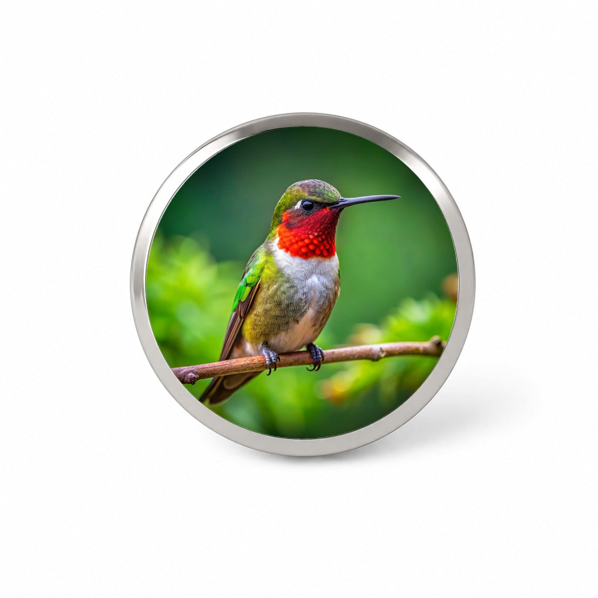 Ruby Throated Hummingbird Backyard Bird Novelty Hat Backpack Lapel Pin