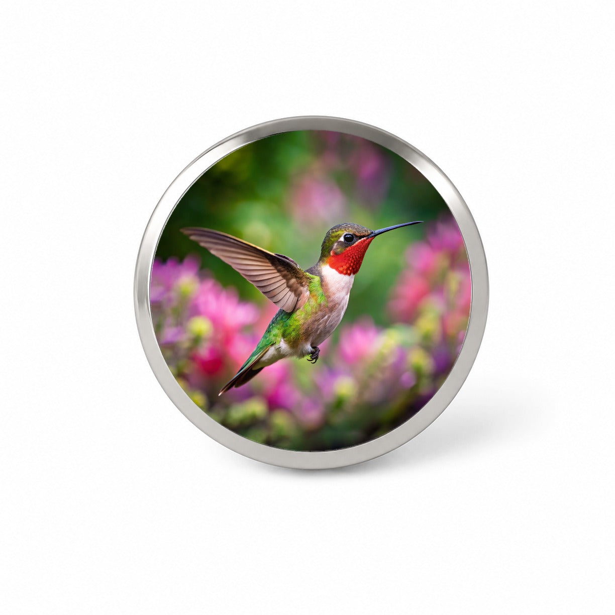 Ruby Throated Hummingbird Flying Backyard Bird Novelty Hat Backpack Lapel Pin