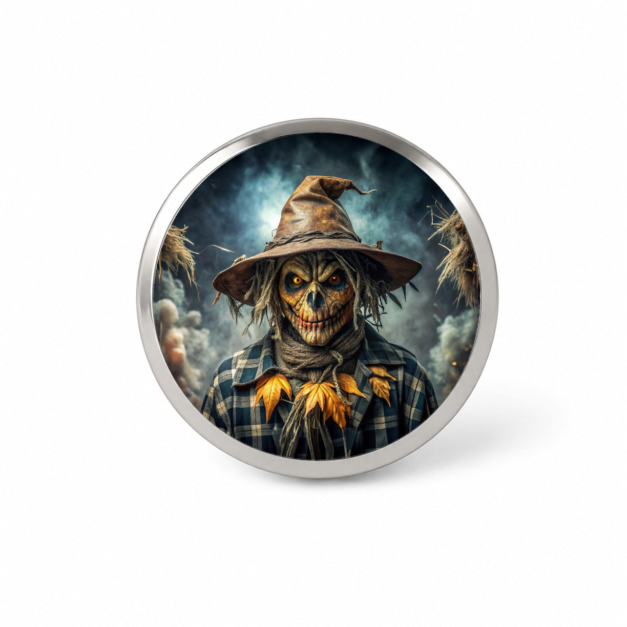 Scary Evil Scarecrow Black Watercolor Novelty Hat Backpack Lapel Pin