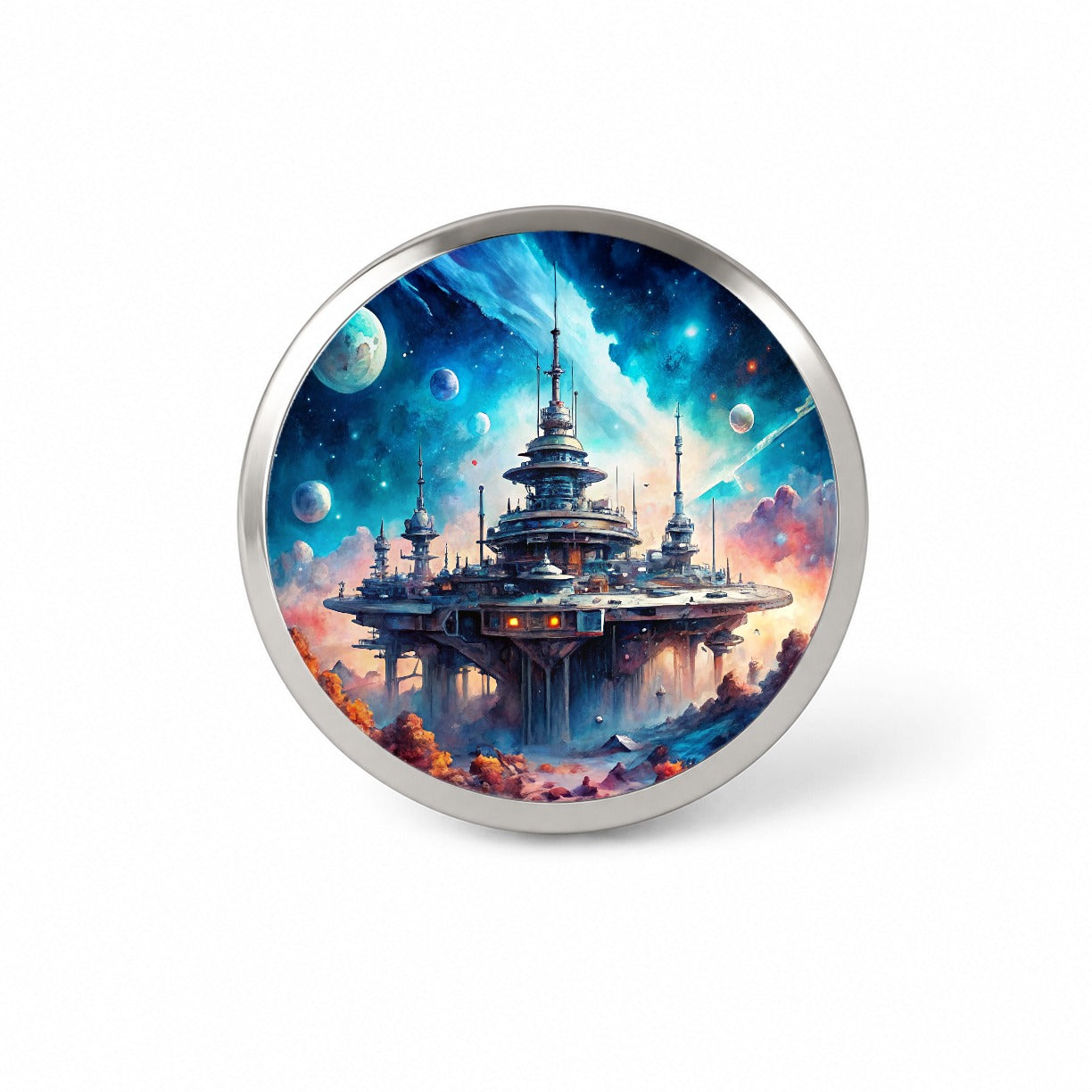 Sci-fi Military Space Station Novelty Hat Backpack Lapel Pin