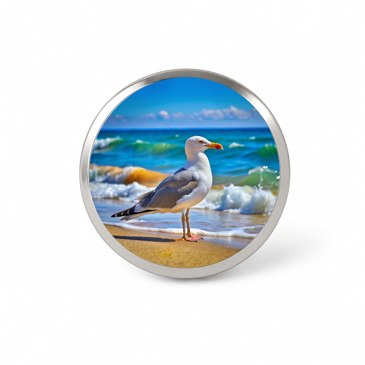 Seagull On Beach Novelty Hat Backpack Lapel Pin
