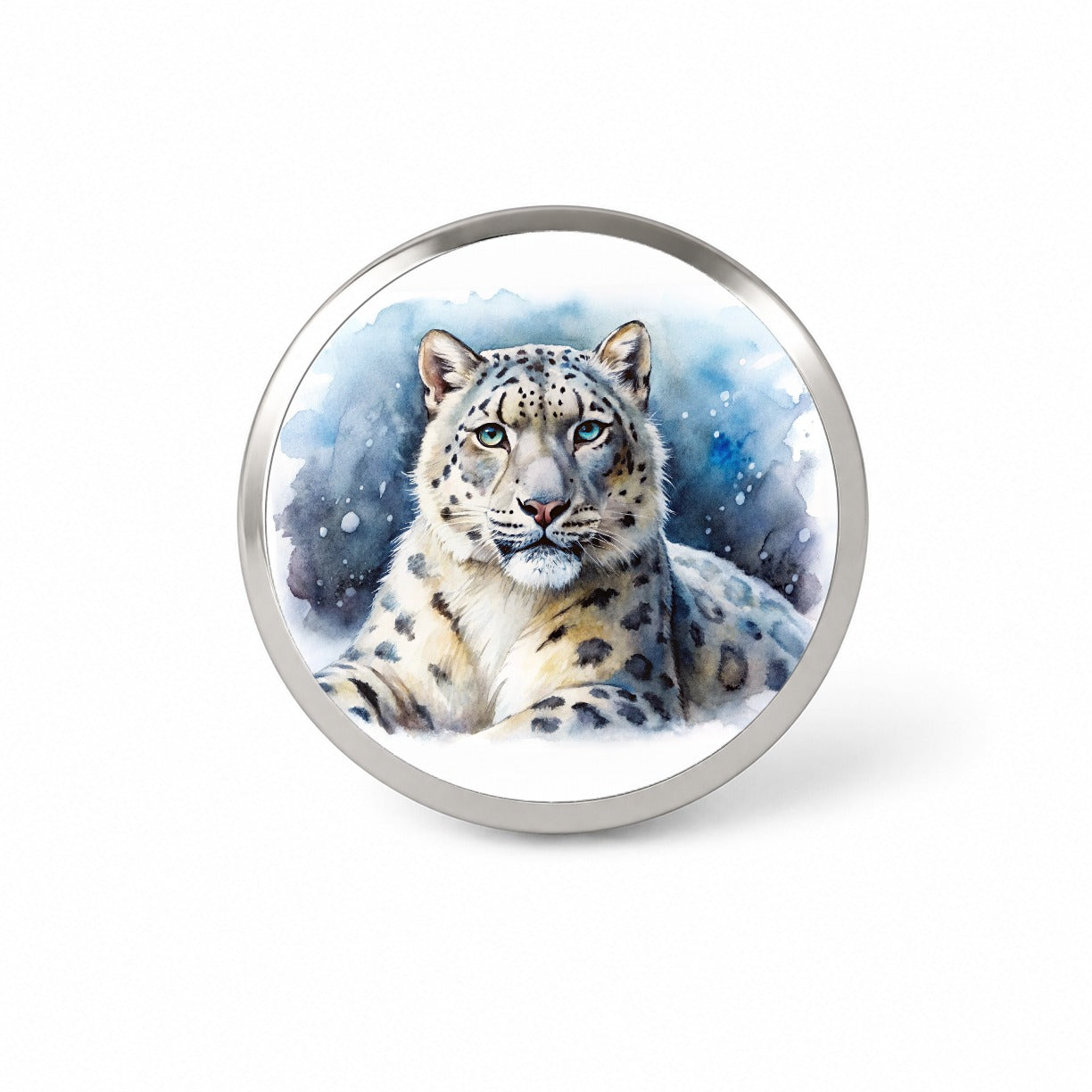 Snow Leopard Watercolor Novelty Hat Backpack Lapel Pin