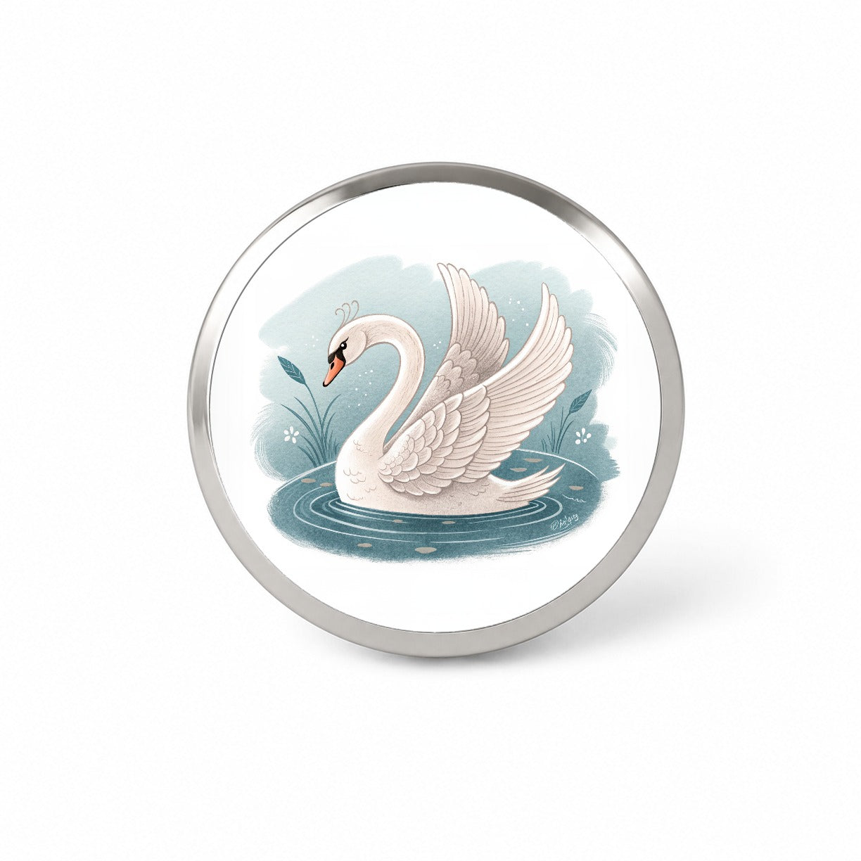 Swan Children's Illustration Style Novelty Hat Backpack Lapel Pin
