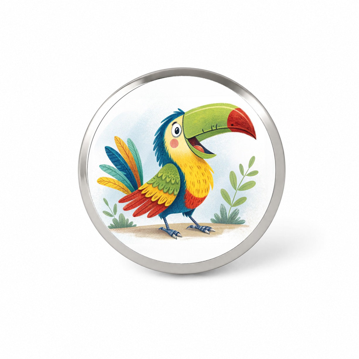 Toucan Bird Children's Illustration Style Novelty Hat Backpack Lapel Pin
