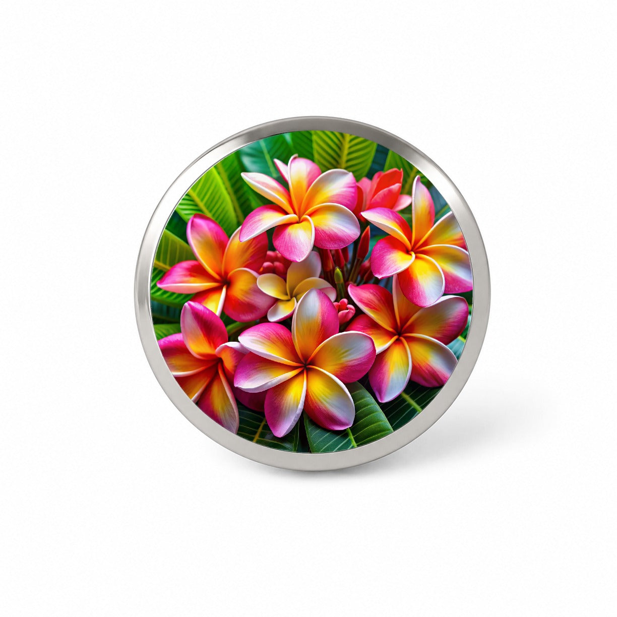 Tropical Pink Yellow Plumeria Flowers Novelty Hat Backpack Lapel Pin