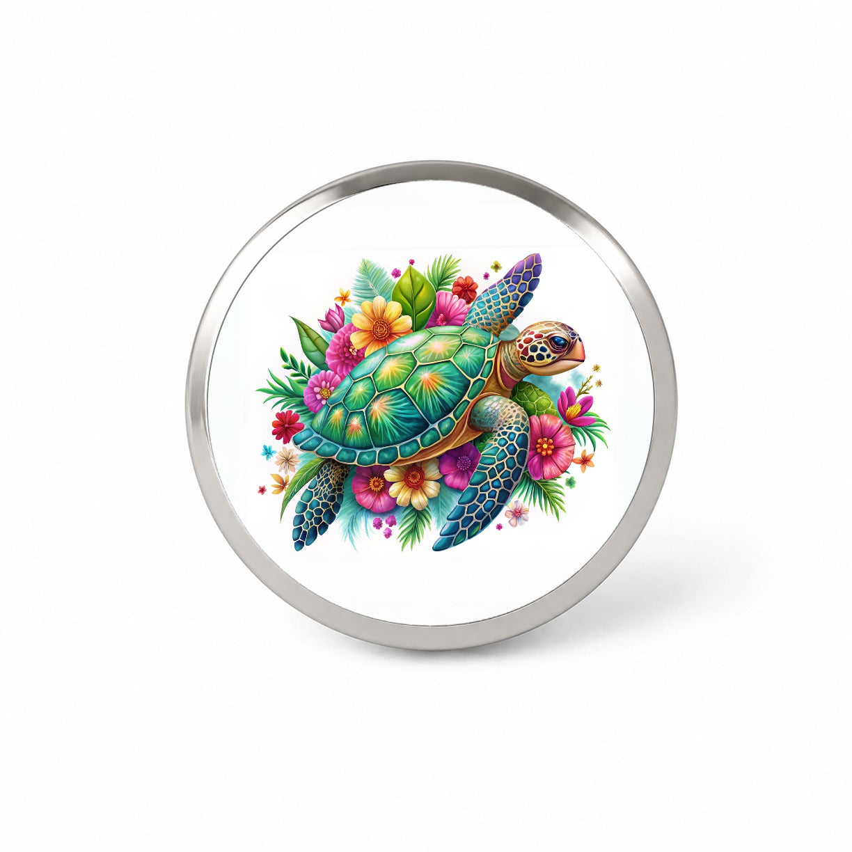 Tropical Sea Turtle Floral Design Novelty Hat Backpack Lapel Pin