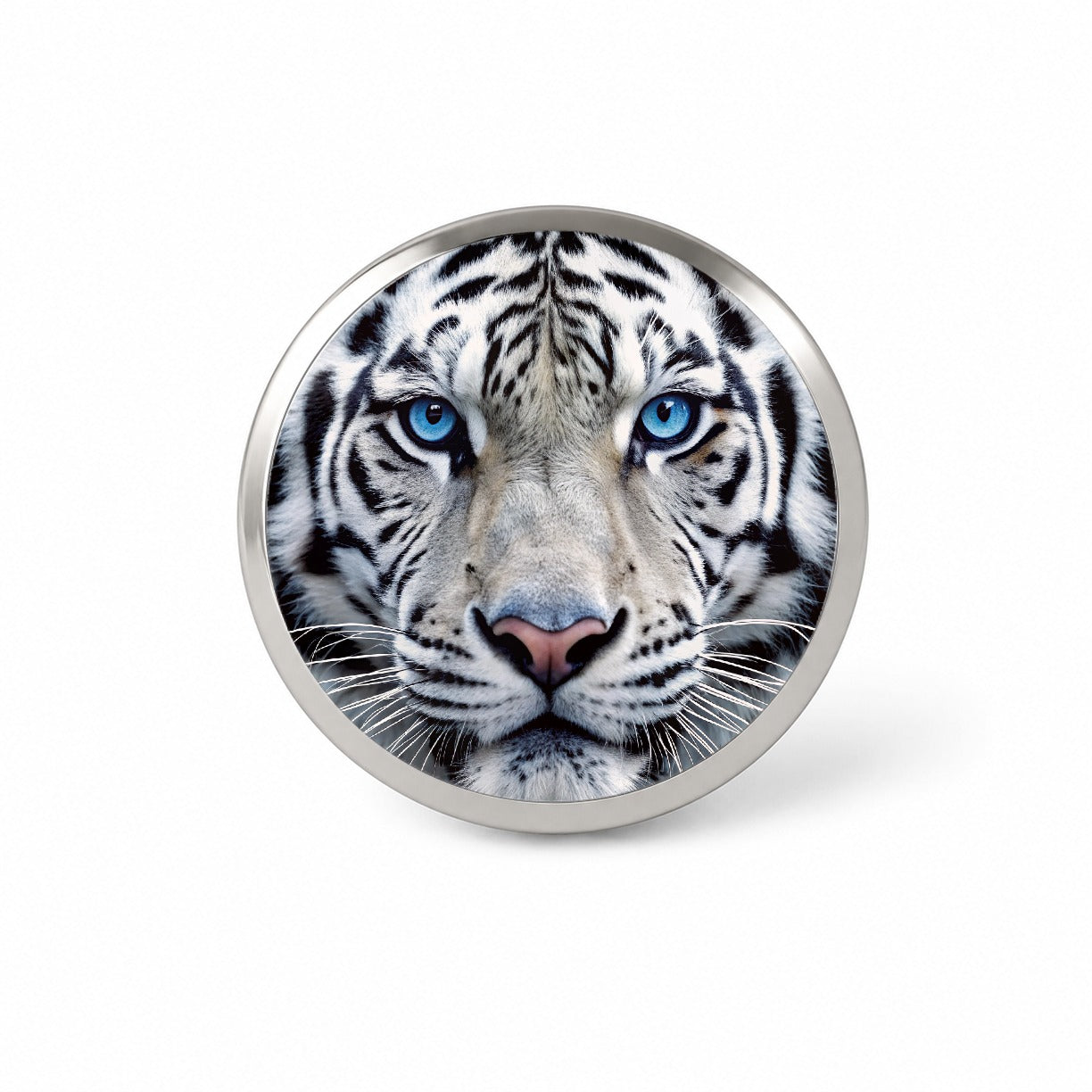 White Tiger Face Novelty Hat Backpack Lapel Pin