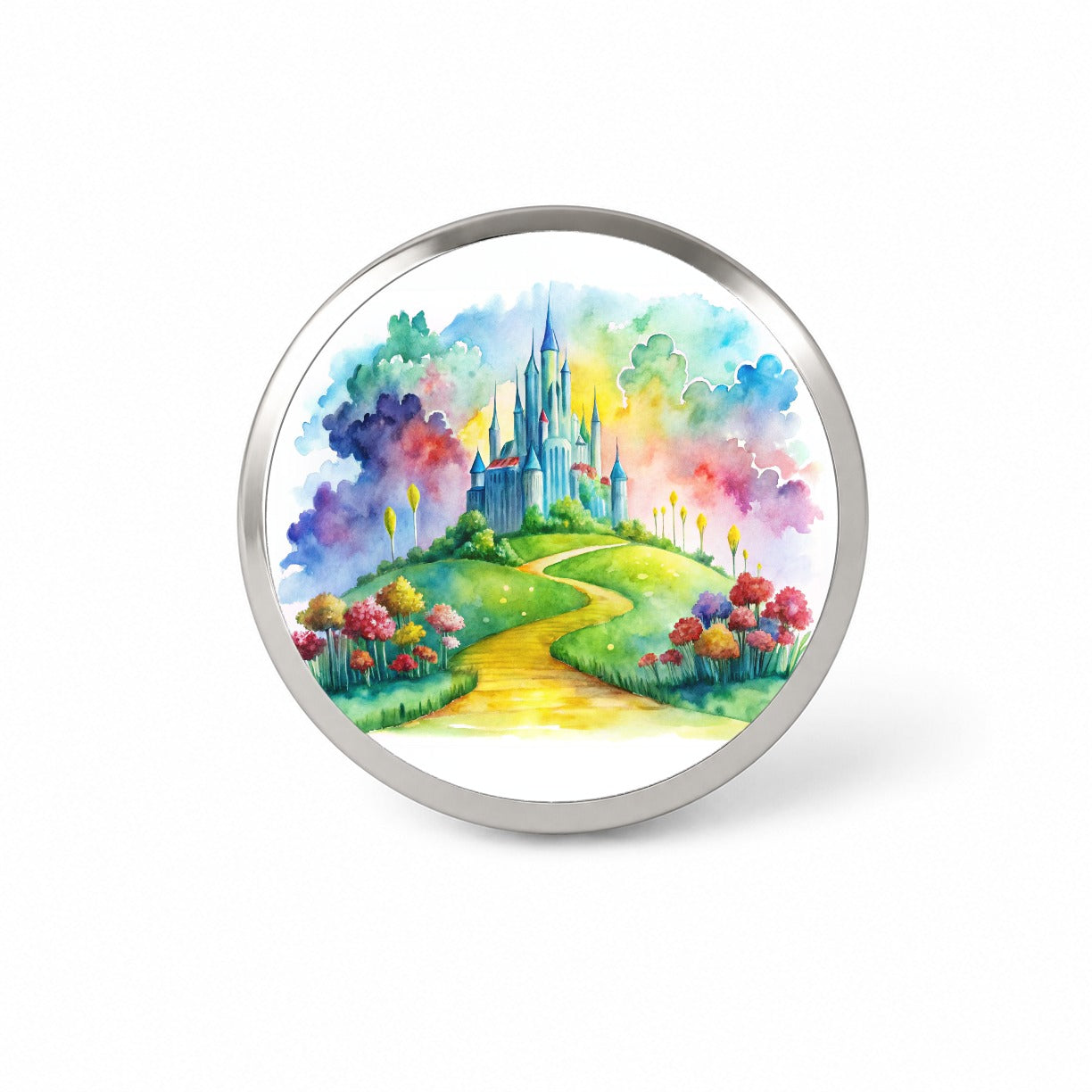 Emerald City Watercolor Novelty Hat Backpack Lapel Pin