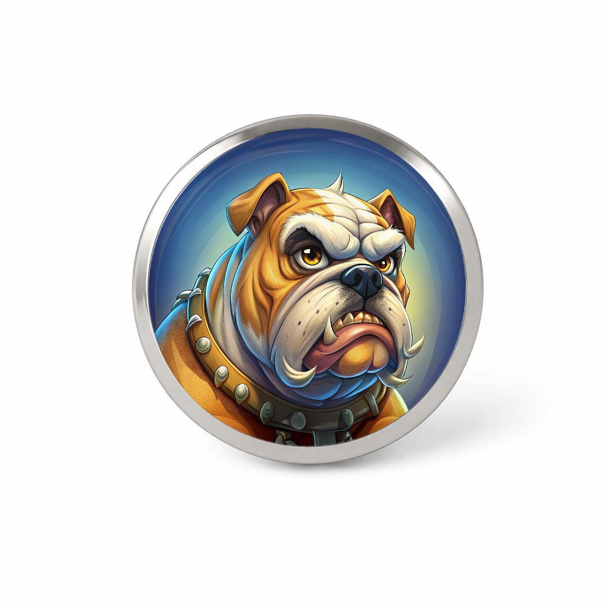 Angry Mad Bulldog Face School Mascot Novelty Hat Backpack Lapel Pin