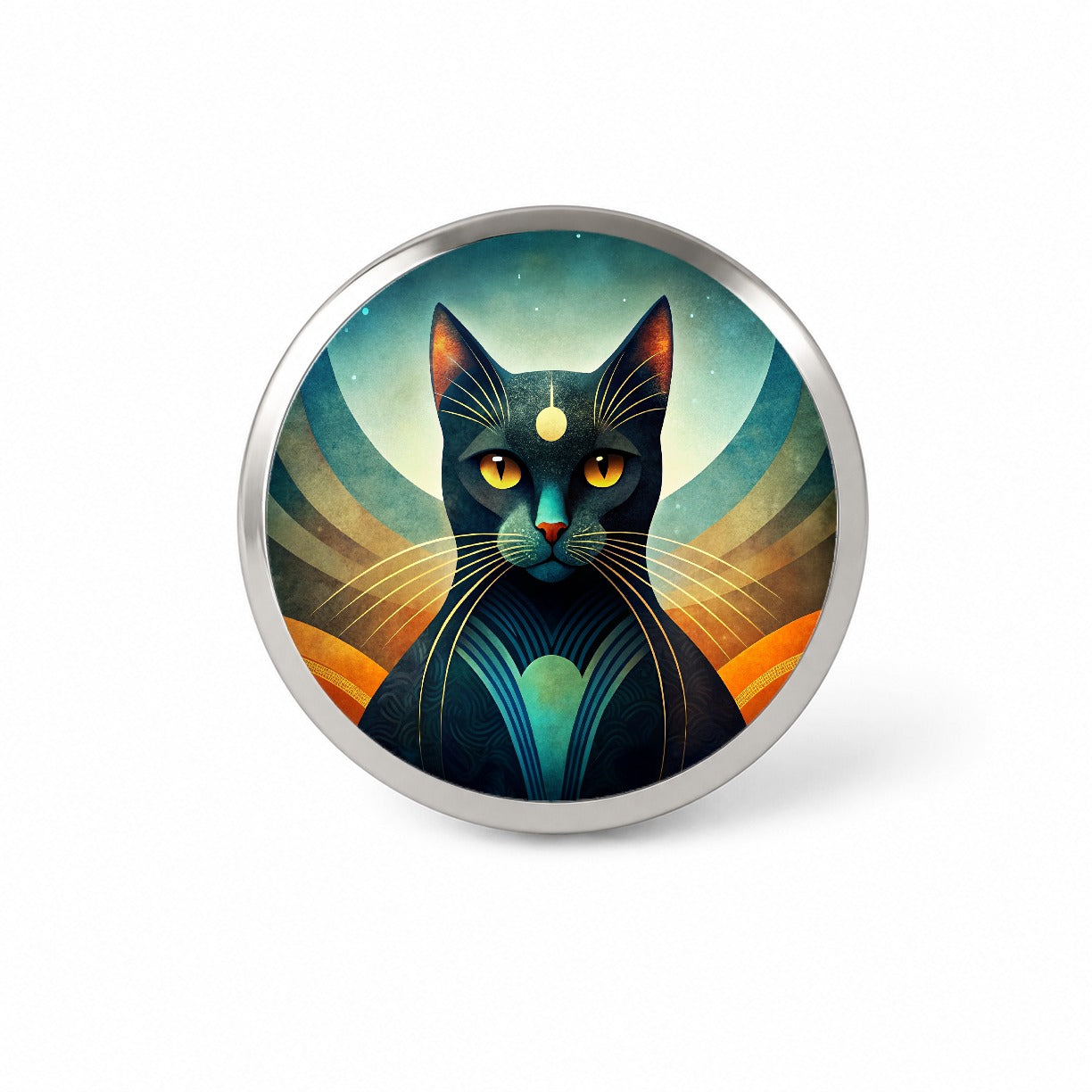 Black Cat Abstract Stylized Art Novelty Hat Backpack Lapel Pin