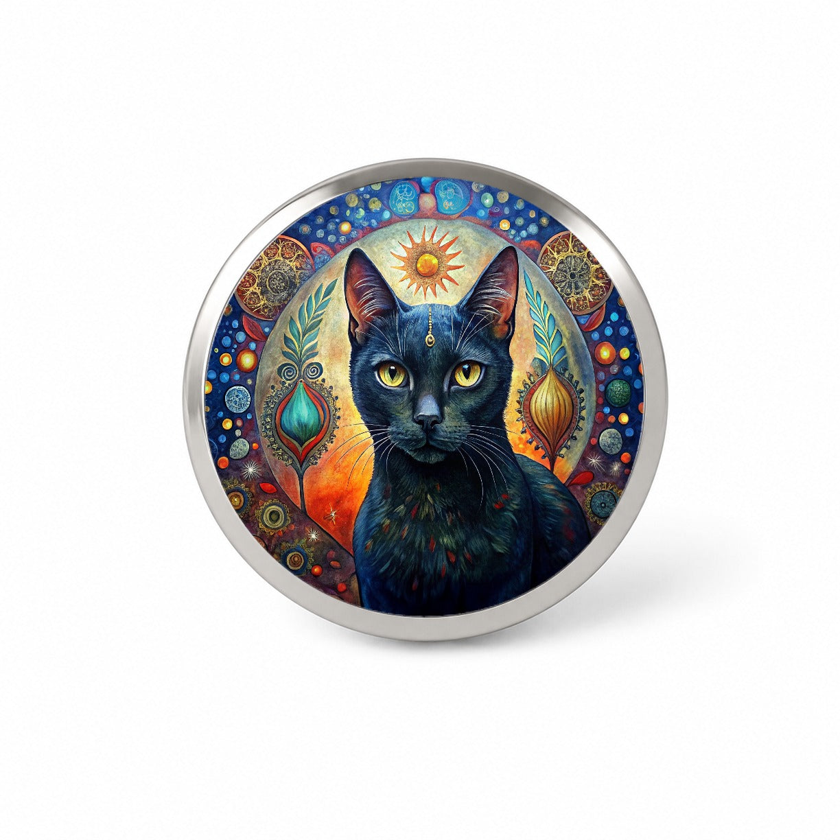 Black Cat Bohemian Art Novelty Hat Backpack Lapel Pin