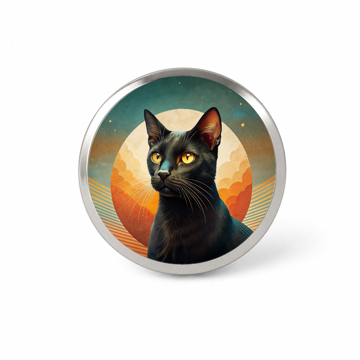 Black Cat Contemporary Art Novelty Hat Backpack Lapel Pin