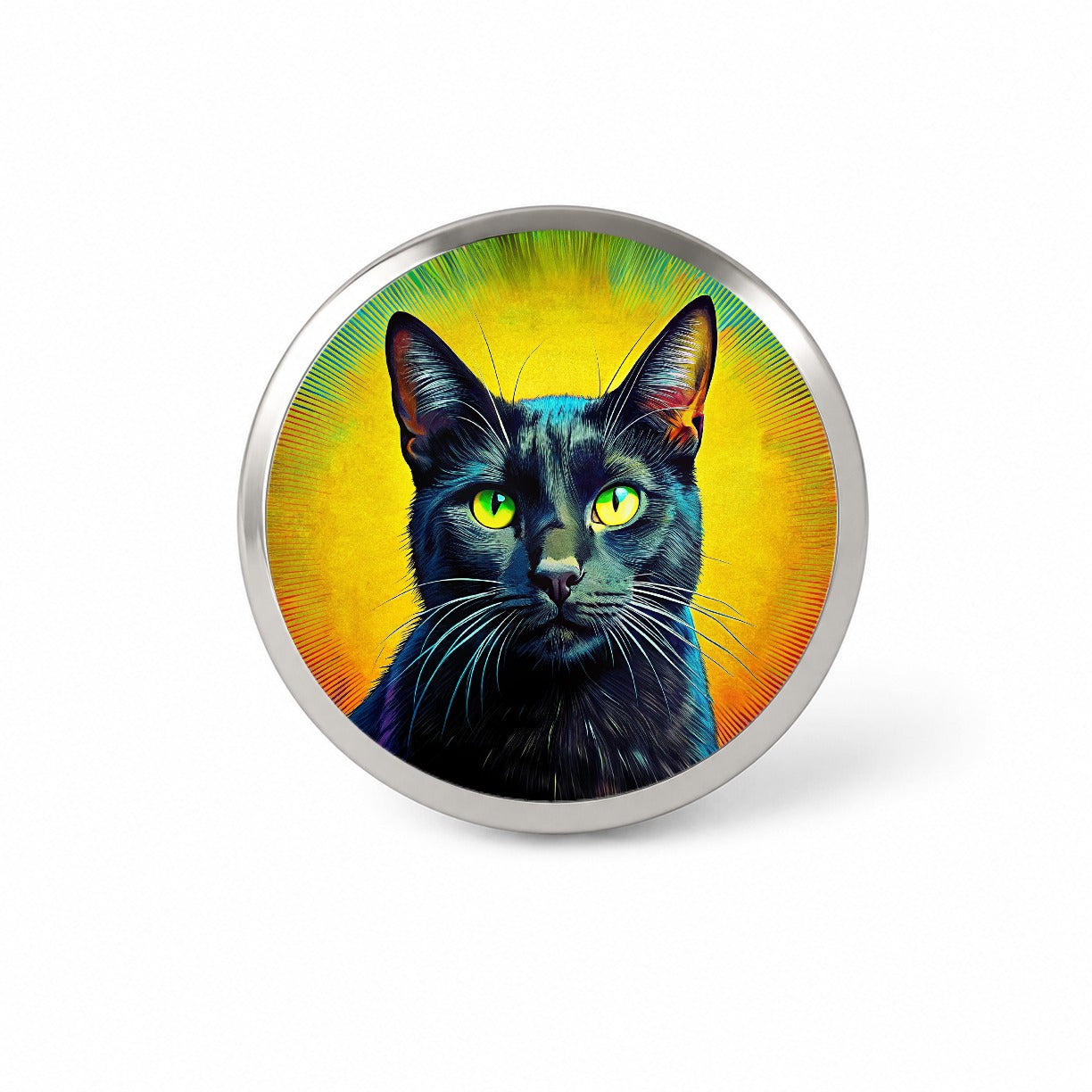 Black Cat Pop Art Novelty Hat Backpack Lapel Pin