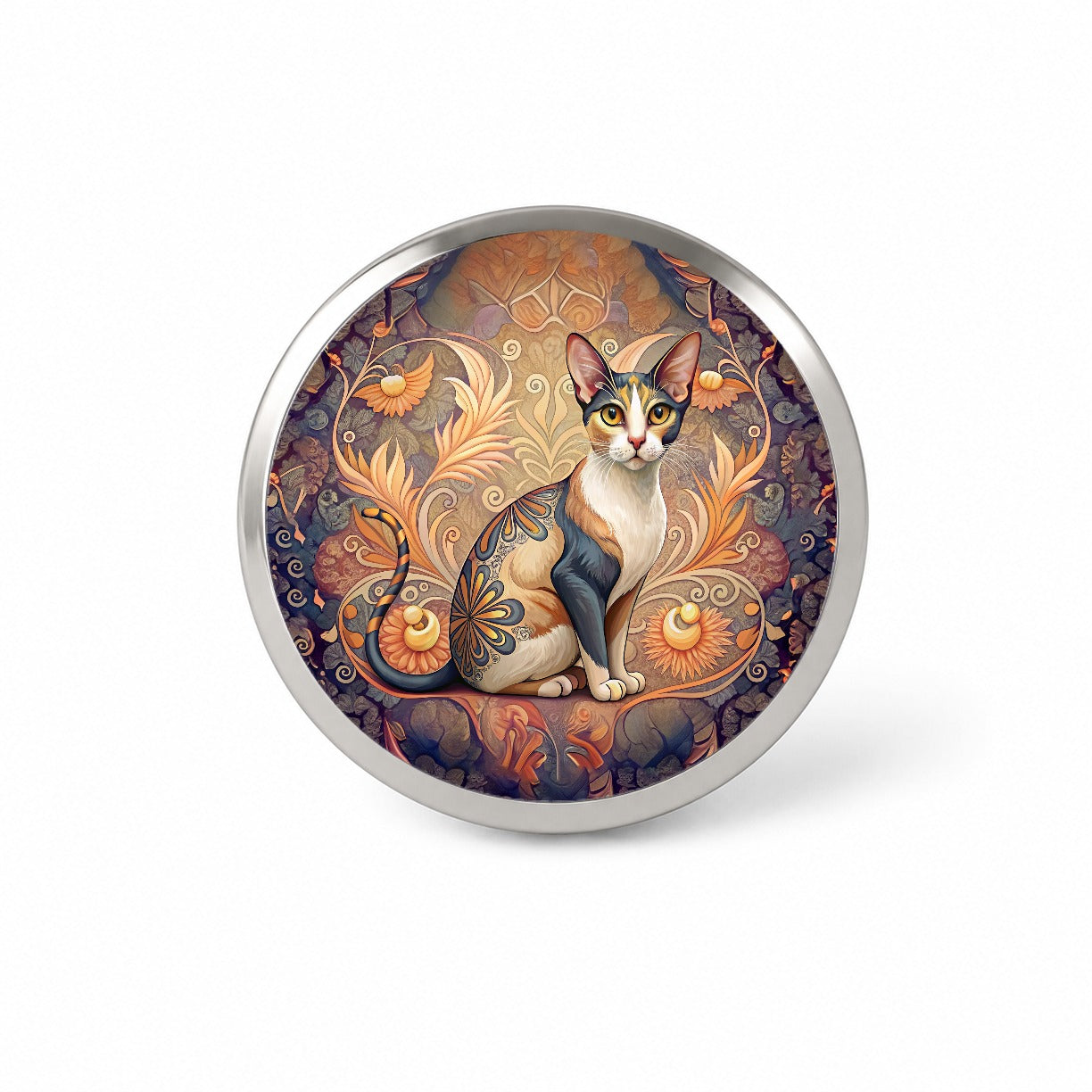 Calico Cat Art Nouveau Novelty Hat Backpack Lapel Pin