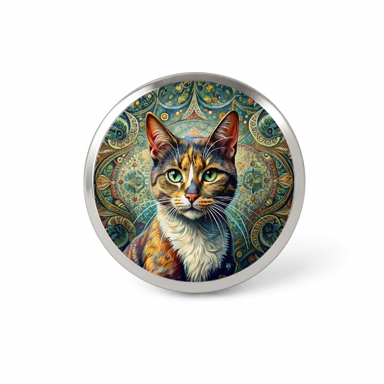 Calico Cat Bohemian Art Novelty Hat Backpack Lapel Pin