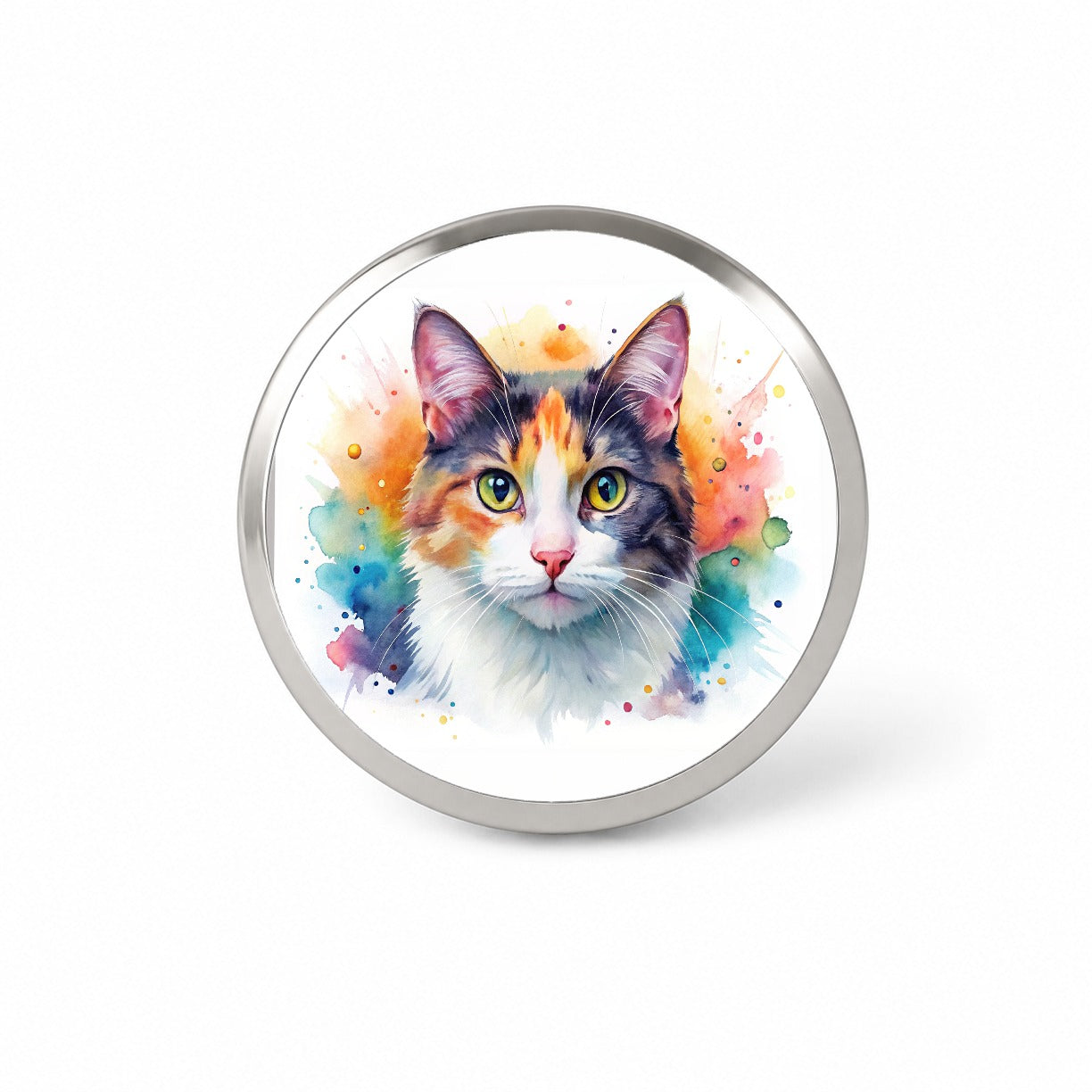 Calico Cat Watercolor Style Novelty Hat Backpack Lapel Pin