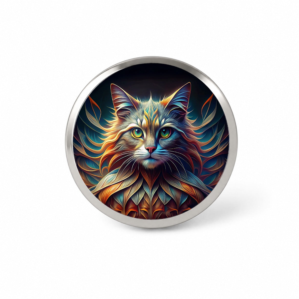 Persian Cat Abstract Stylized Art Novelty Hat Backpack Lapel Pin