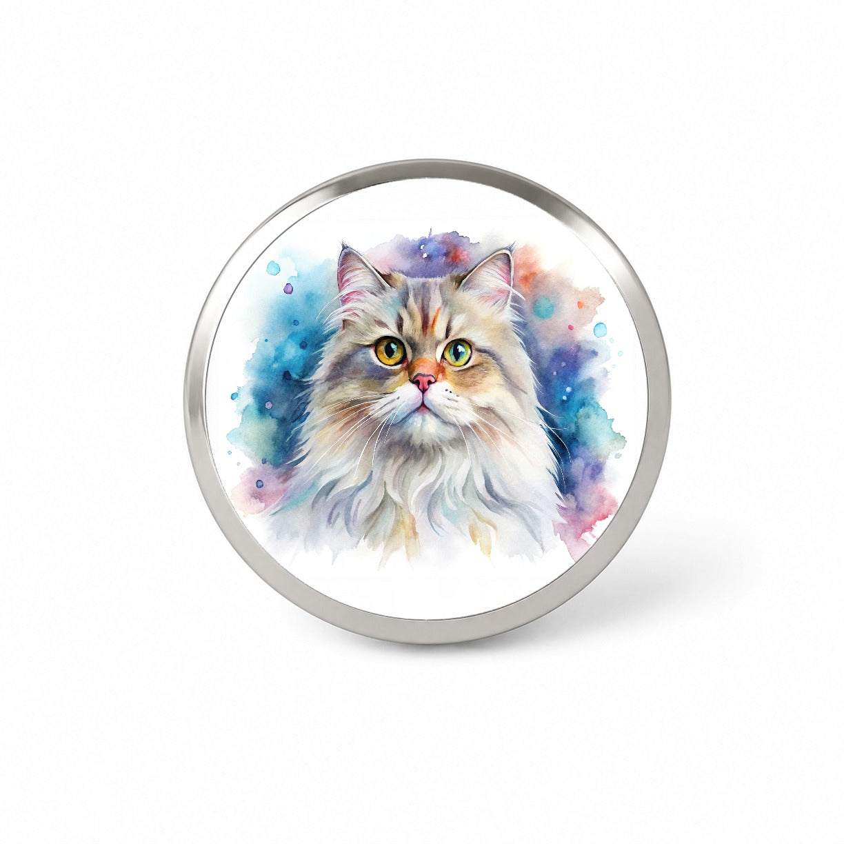 Persian Cat Watercolor Style Novelty Hat Backpack Lapel Pin