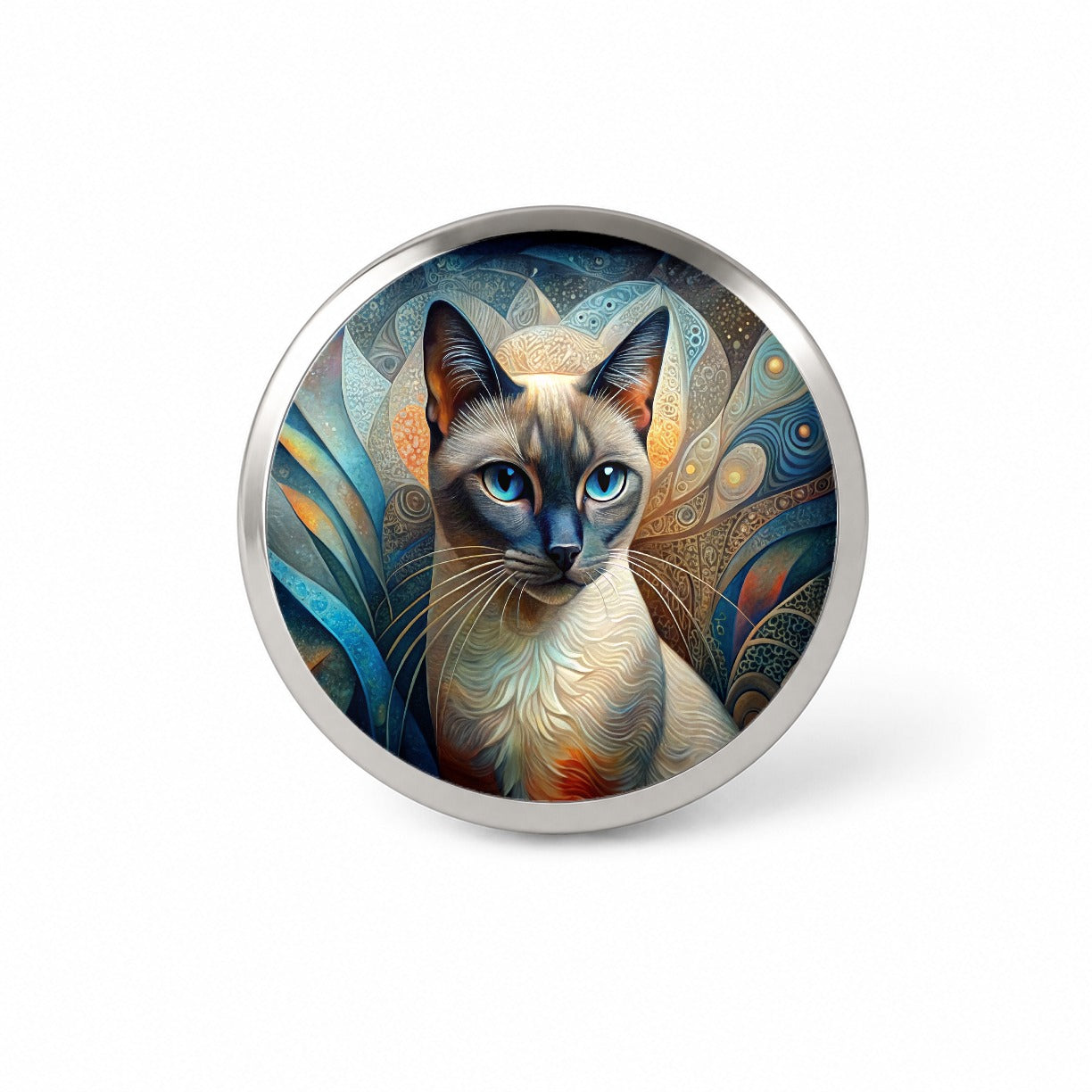 Siamese Cat Abstract Art Novelty Hat Backpack Lapel Pin