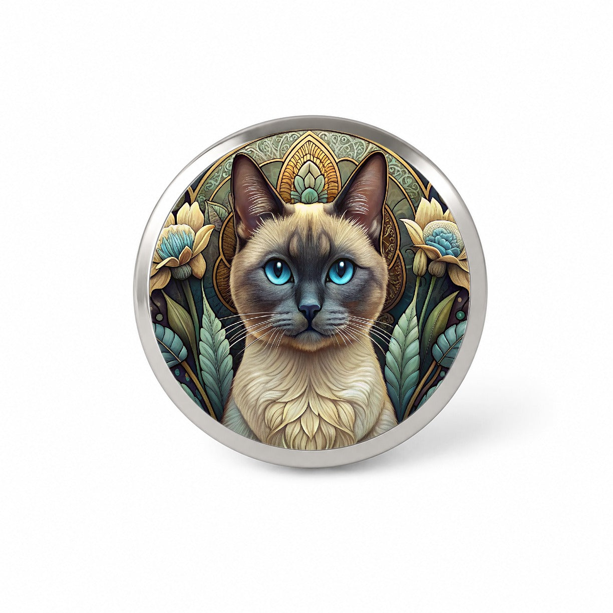 Siamese Cat Art Nouveau Novelty Hat Backpack Lapel Pin