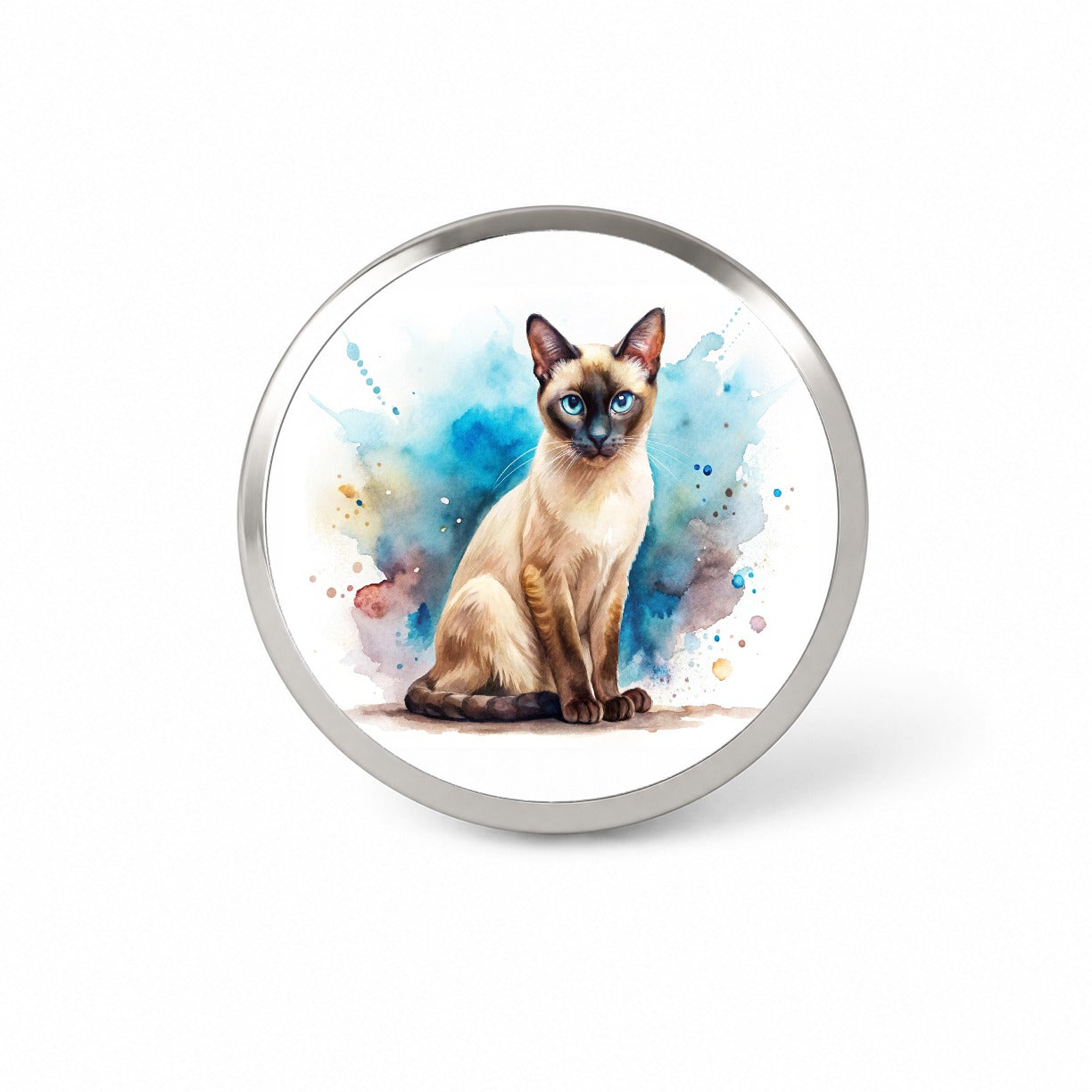 Siamese Cat Watercolor Style Novelty Hat Backpack Lapel Pin