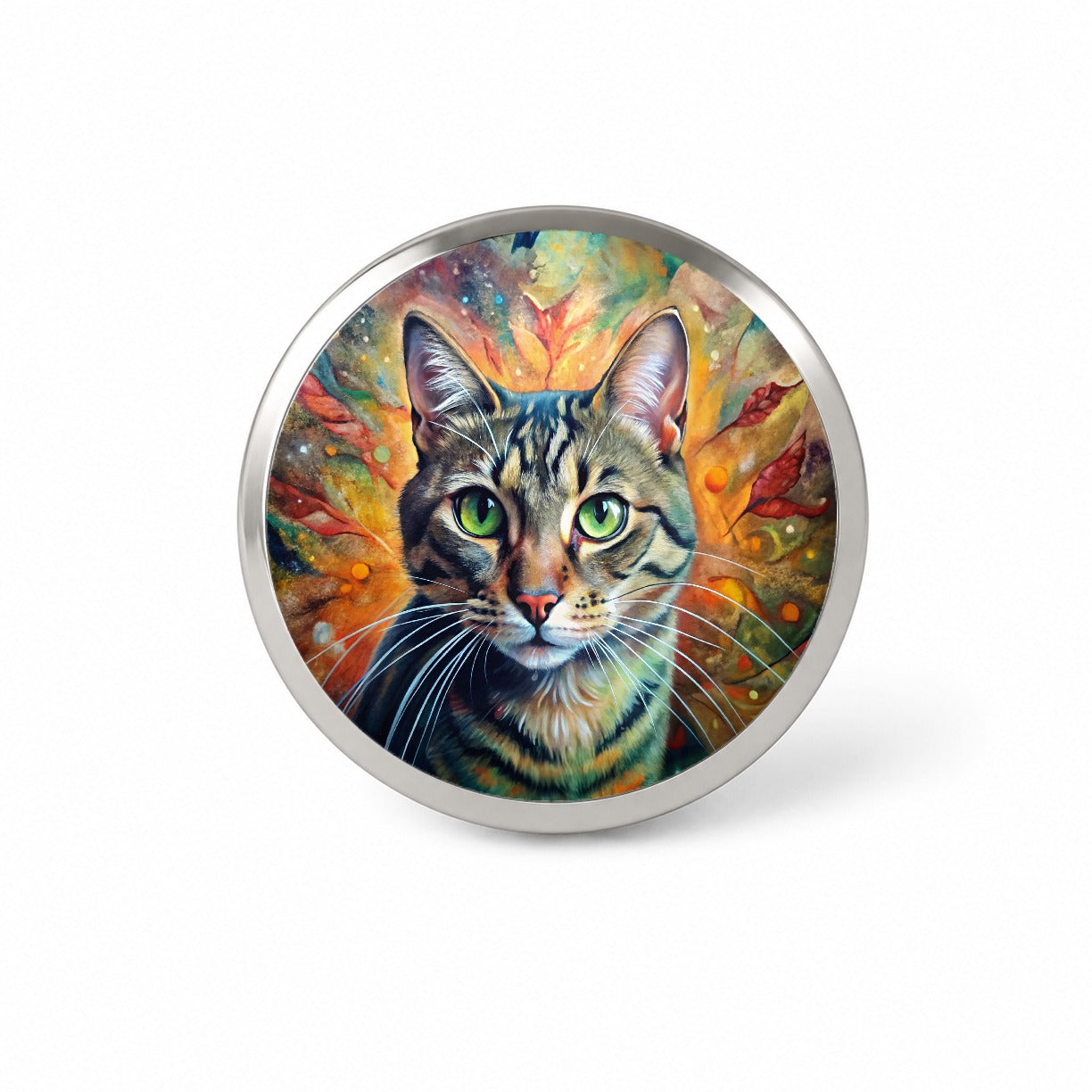Tabby Cat Abstract Art Novelty Hat Backpack Lapel Pin