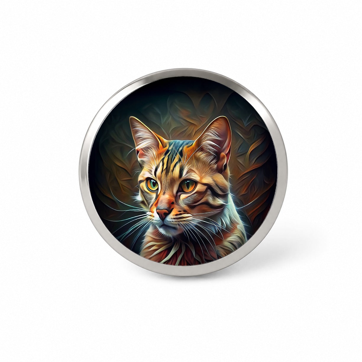 Tabby Cat Abstract Stylized Art Novelty Hat Backpack Lapel Pin