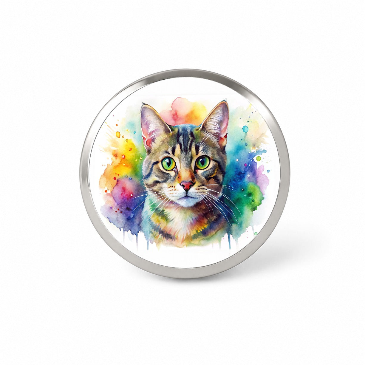 Tabby Cat Watercolor Style Novelty Hat Backpack Lapel Pin