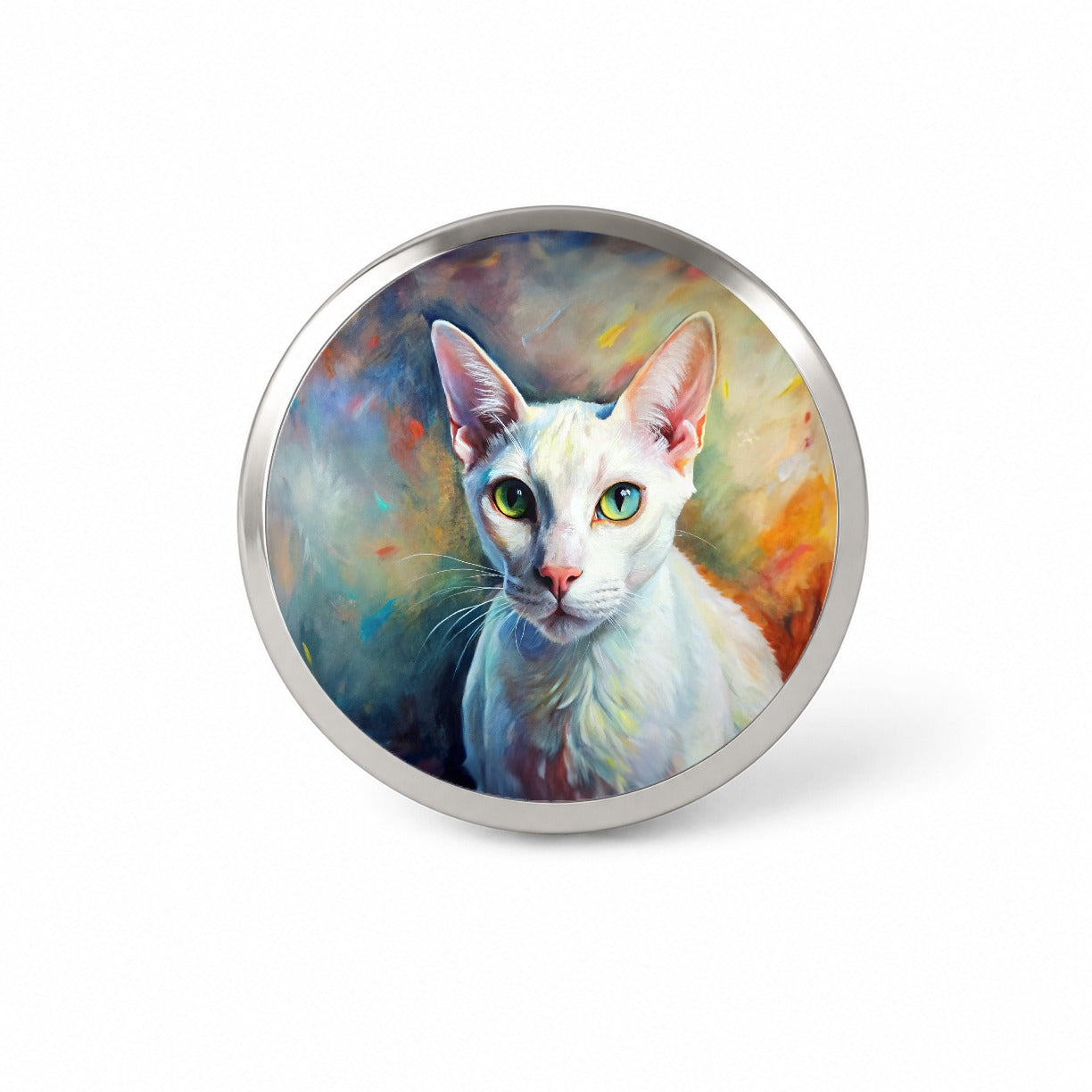 White Cat Expressionism Art Novelty Hat Backpack Lapel Pin