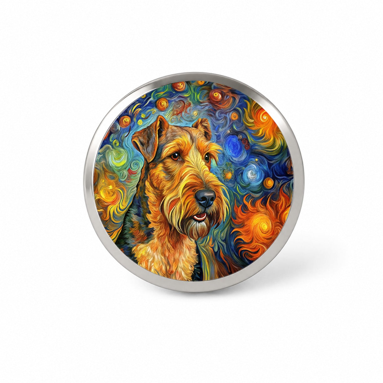 Airedale Terrier Dog Abstract Art Novelty Hat Backpack Lapel Pin