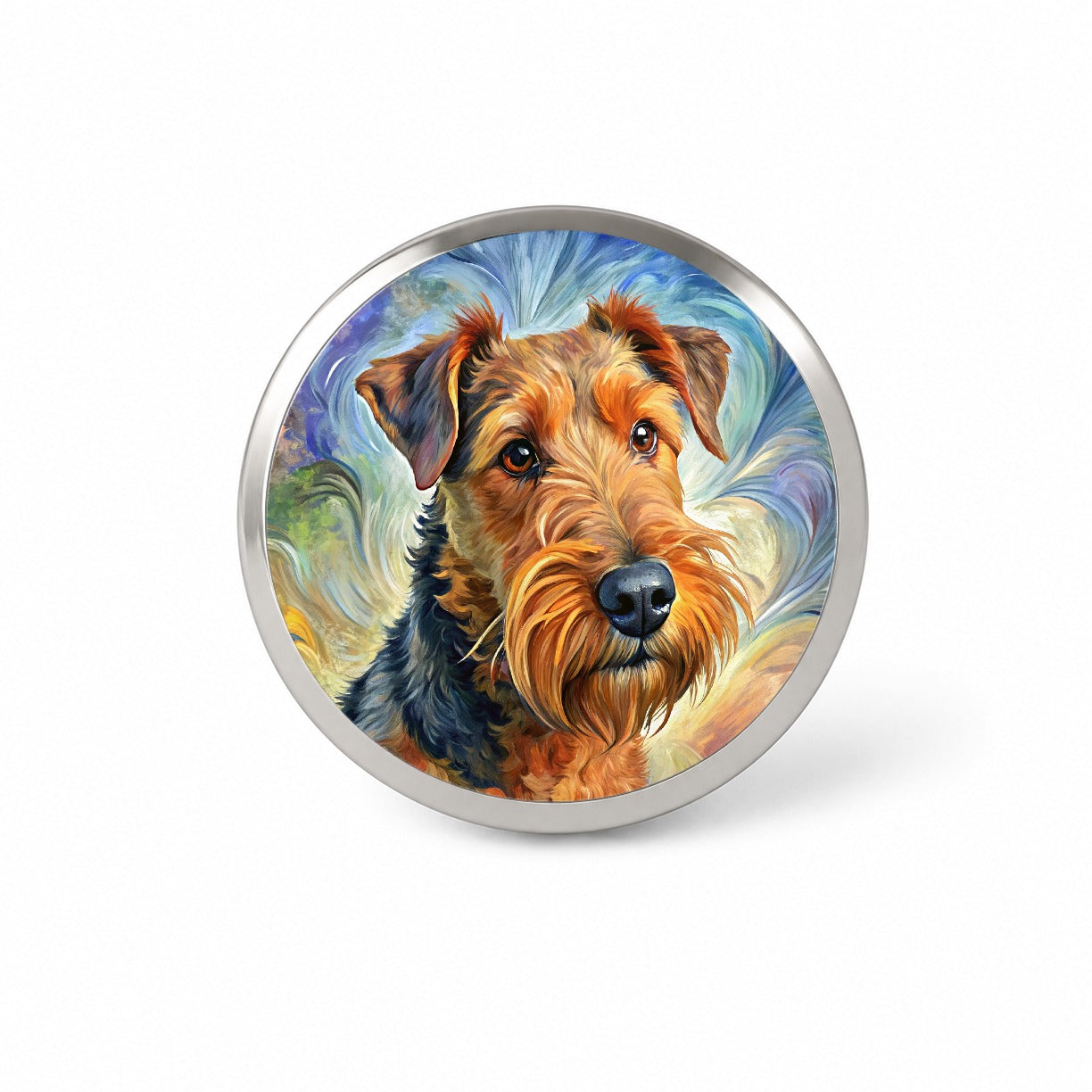 Airedale Terrier Dog Expressionism Art Novelty Hat Backpack Lapel Pin