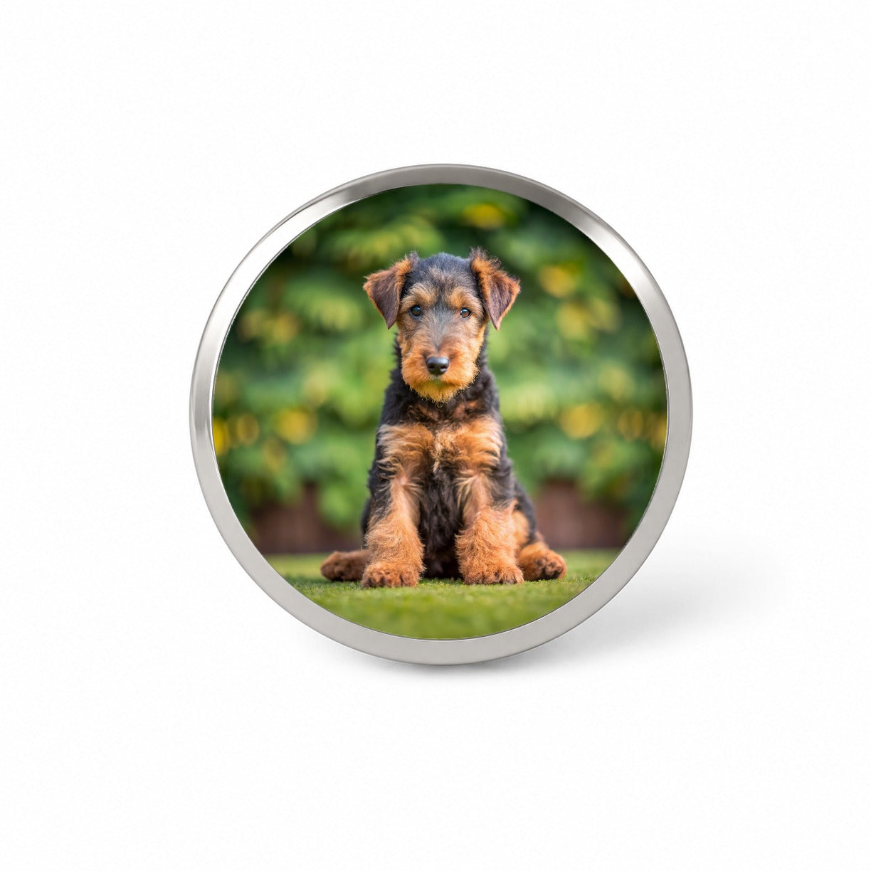 Airedale Terrier Dog Puppy Photo Novelty Hat Backpack Lapel Pin