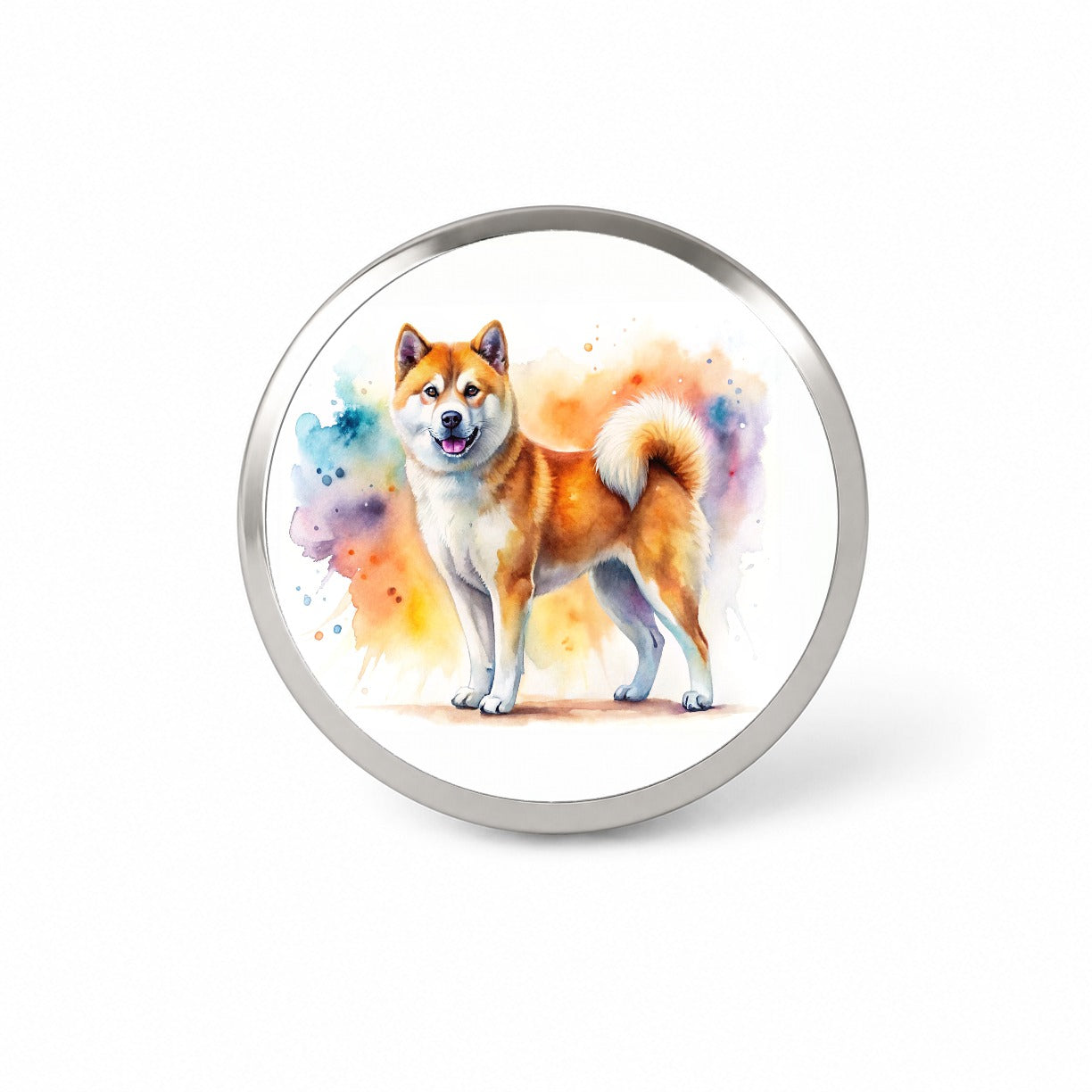 Akita Dog Watercolor Style Novelty Hat Backpack Lapel Pin