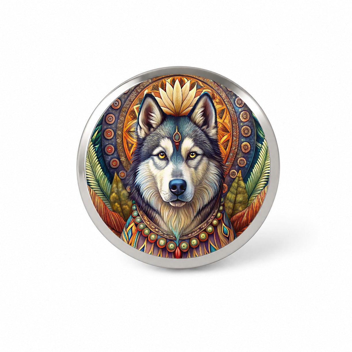 Alaskan Malamute Dog Bohemian Art Novelty Hat Backpack Lapel Pin
