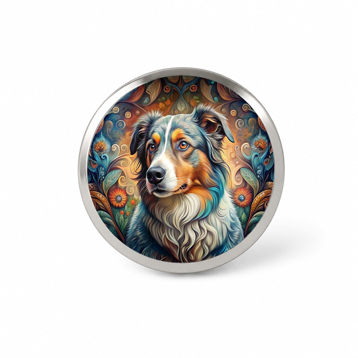 Australian Shepherd Dog Bohemian Art Novelty Hat Backpack Lapel Pin