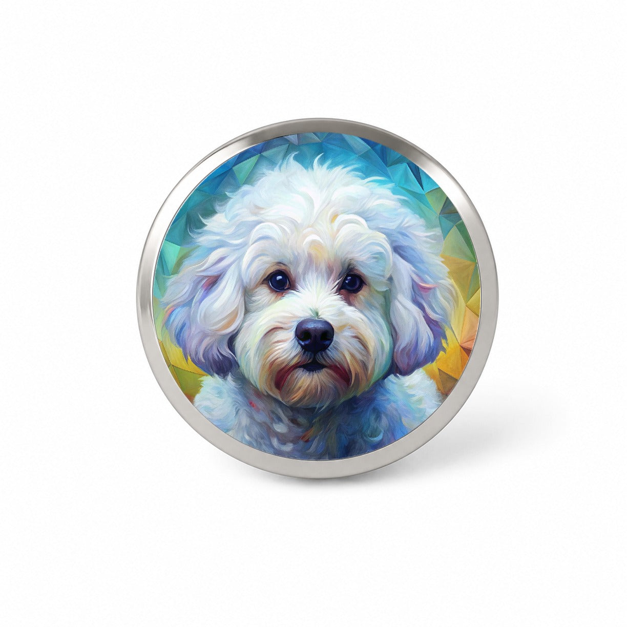 Bichon Frise Dog Abstract Art Novelty Hat Backpack Lapel Pin