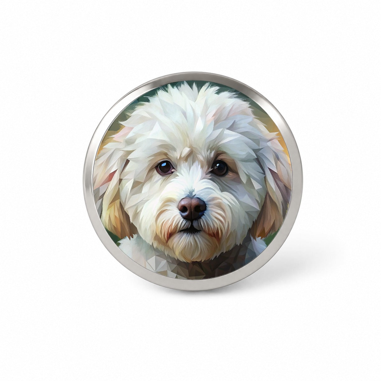 Bichon Frise Dog Abstract Stylized Art Novelty Hat Backpack Lapel Pin