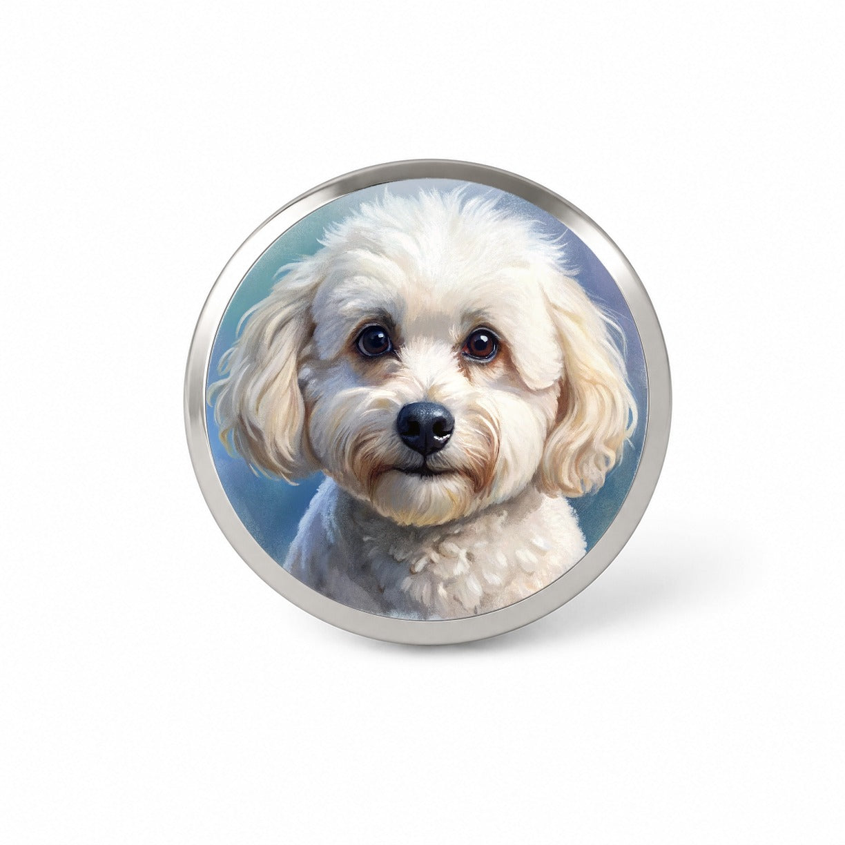 Bichon Frise Dog Illustration Novelty Hat Backpack Lapel Pin