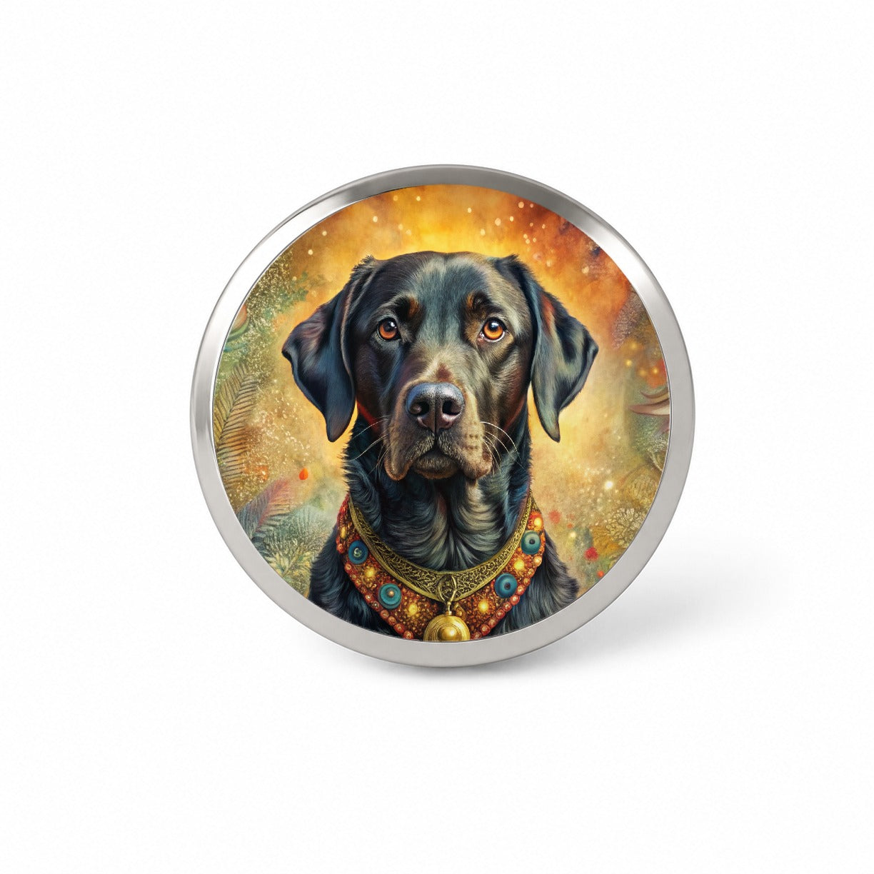 Black Labrador Retriever Dog Bohemian Art Novelty Hat Backpack Lapel Pin