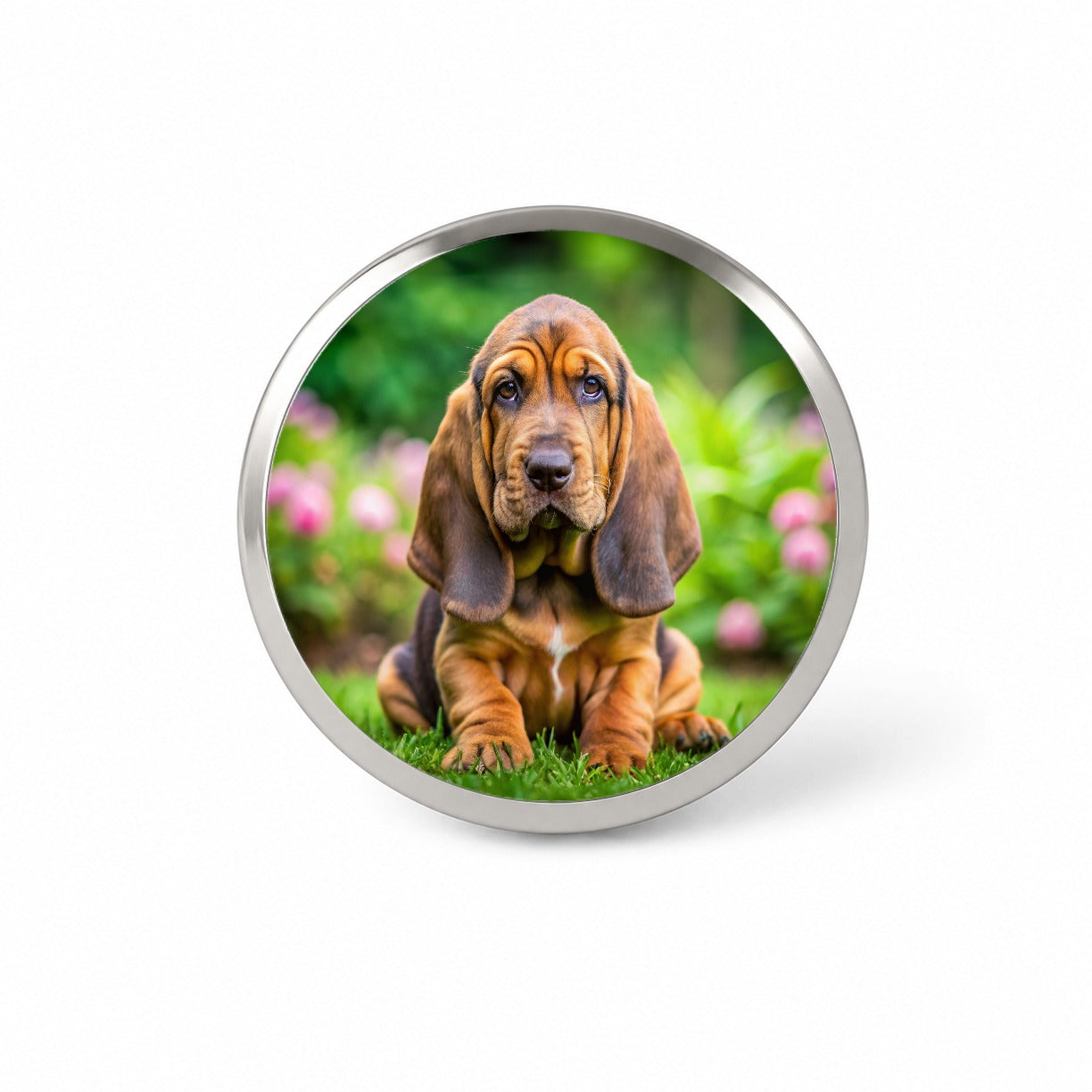 Bloodhound Dog Puppy Photo Novelty Hat Backpack Lapel Pin