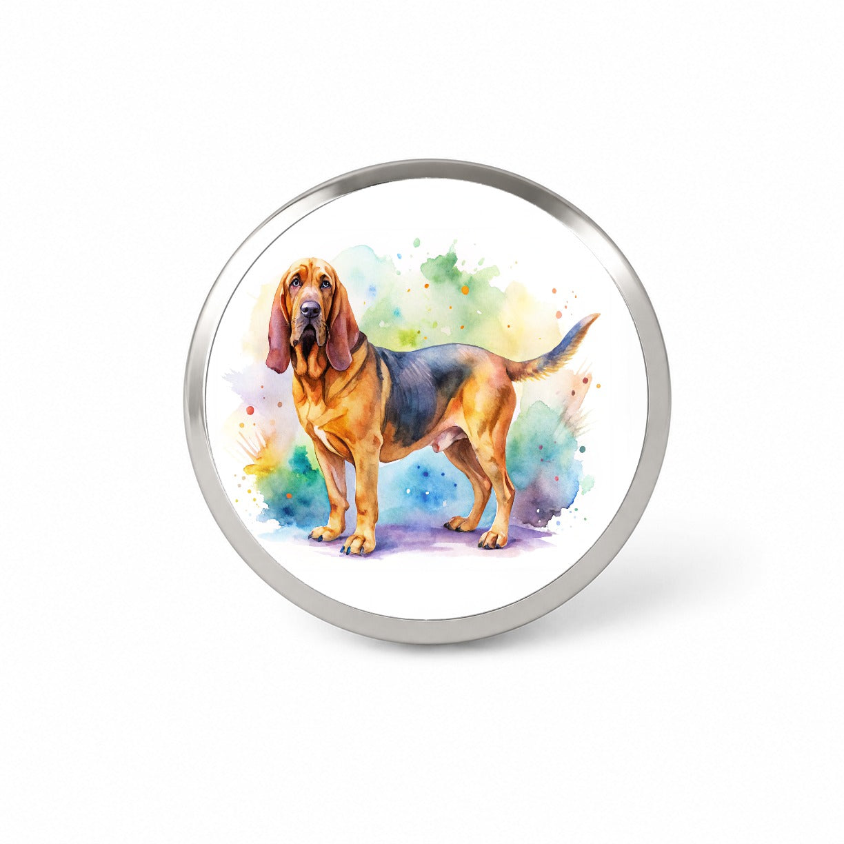 Bloodhound Dog Watercolor Style Novelty Hat Backpack Lapel Pin