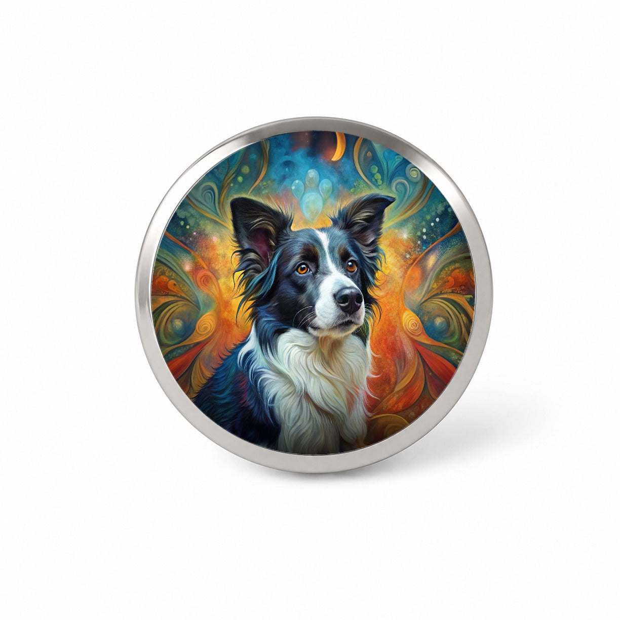 Border Collie Dog Abstract Art Novelty Hat Backpack Lapel Pin
