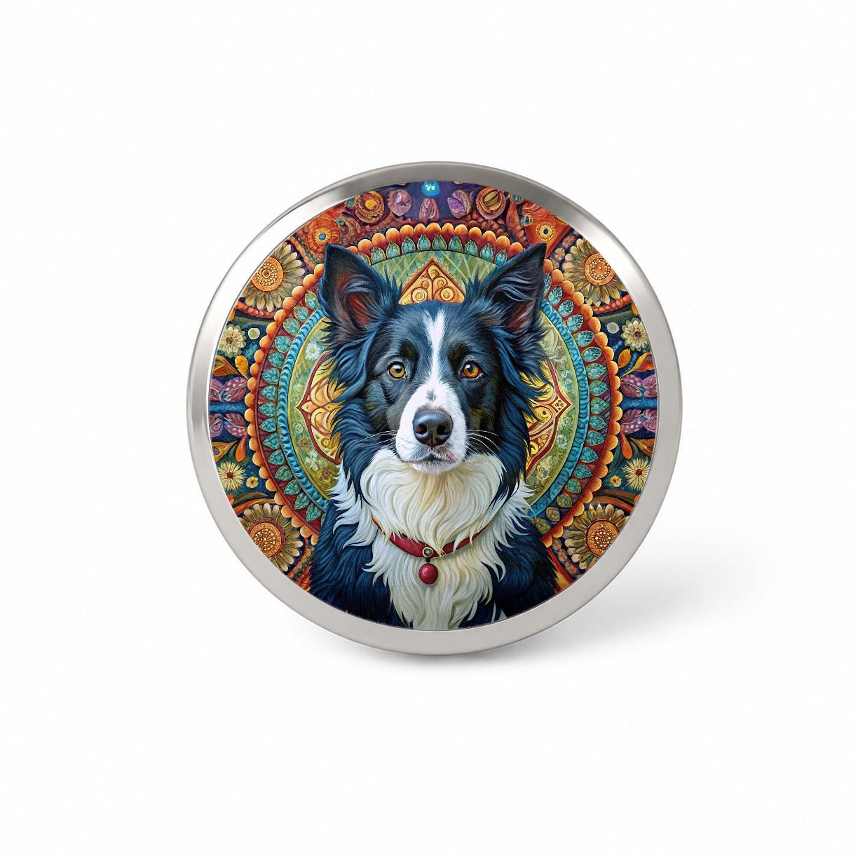 Border Collie Dog Bohemian Art Novelty Hat Backpack Lapel Pin