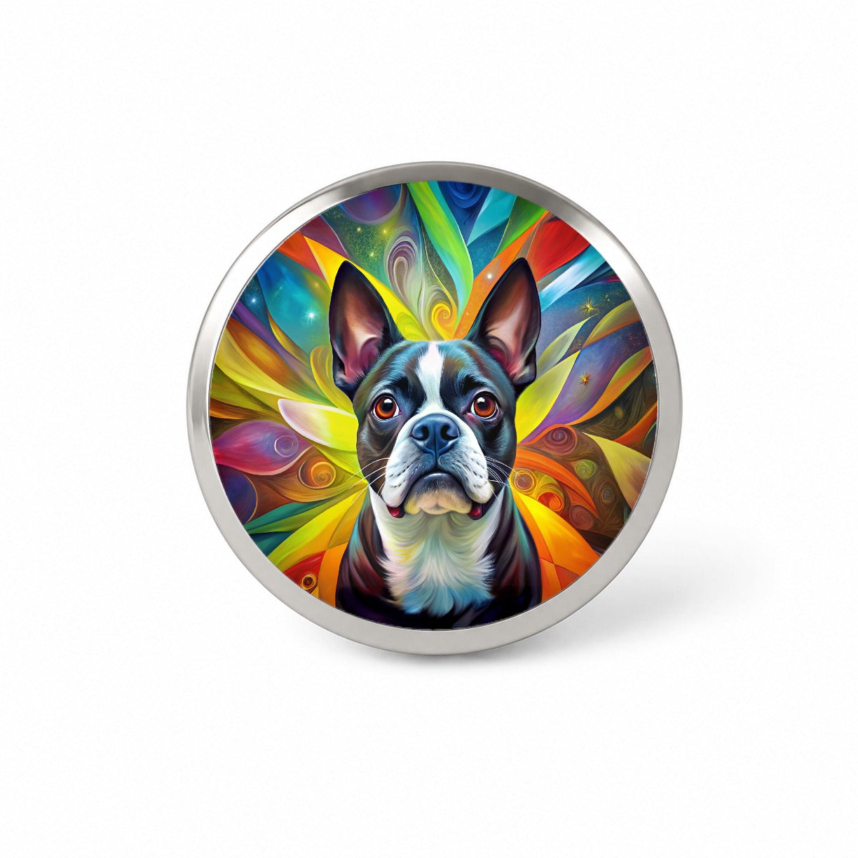 Boston Terrier Dog Abstract Art Novelty Hat Backpack Lapel Pin